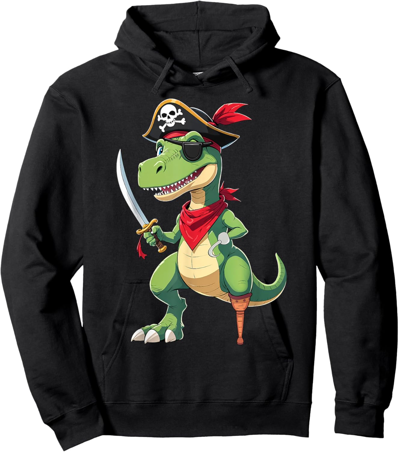 Pirate Dinosaur T Rex Funny Kids Boys Halloween Costume Hoodie - Hoodie | Black
