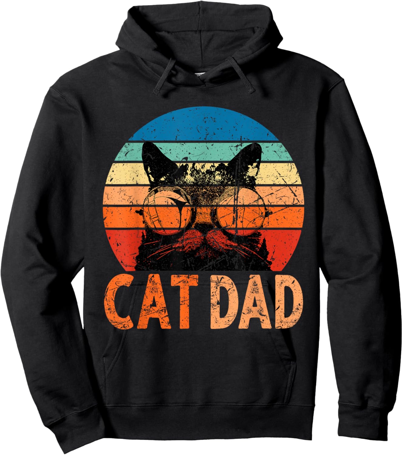 Cat Dad Shirt Daddy Funny Retro Cat Dad Men Father's Day Hoodie - Hoodie | Black