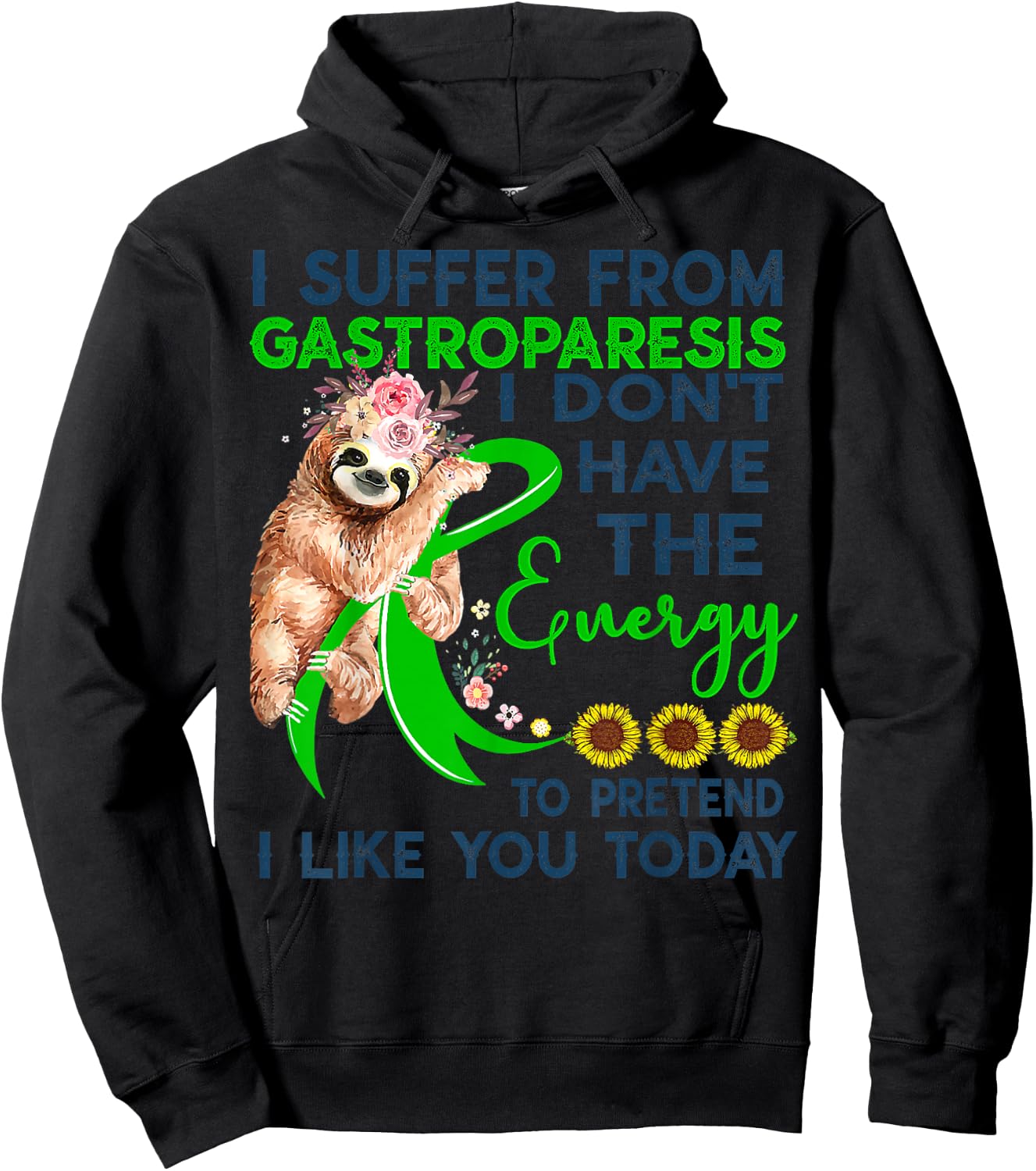 Gastroparesis sloth vintage awareness Shirt warrior support Hoodie - Hoodie | Black