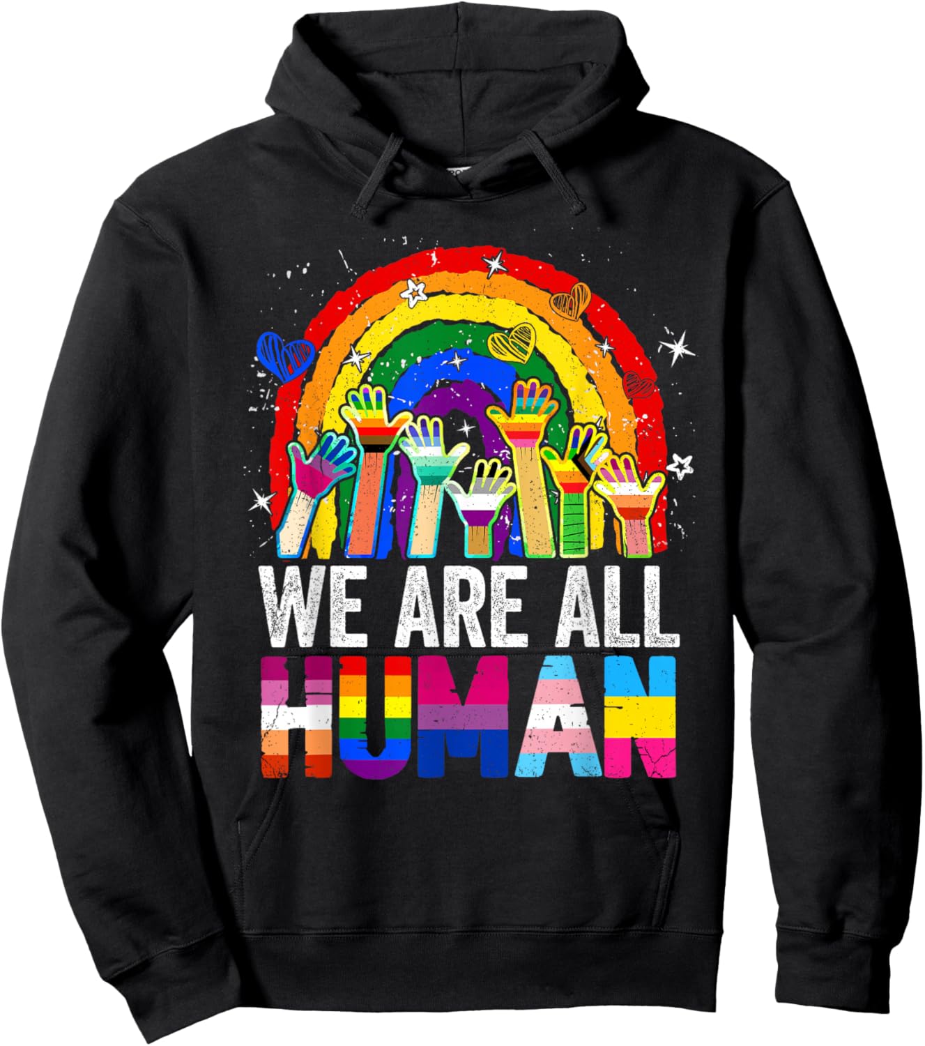We Are All Human Pride Regenbogen LGBT Flagge Lesben Gay Pride Hoodie - Hoodie | Black