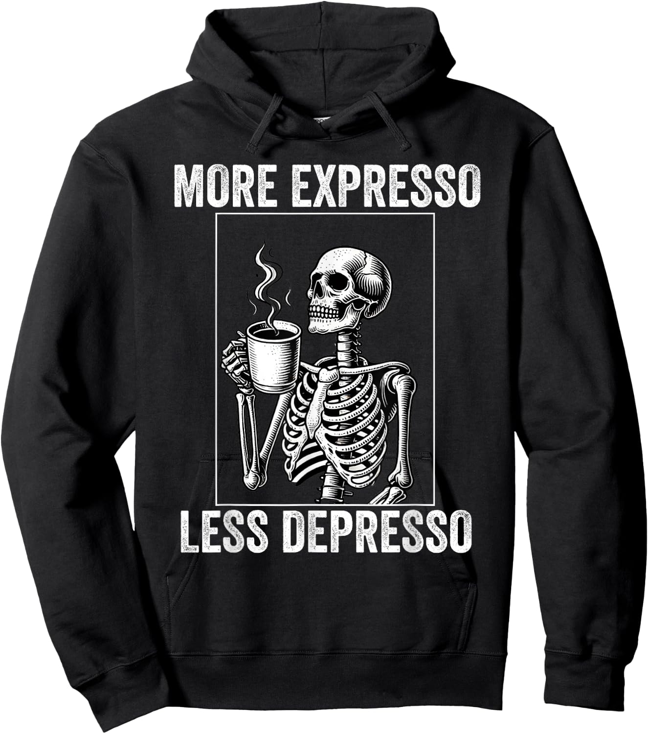 More Expresso Less Depresso Funny Coffee Expresso Lover Hoodie - Hoodie | Black