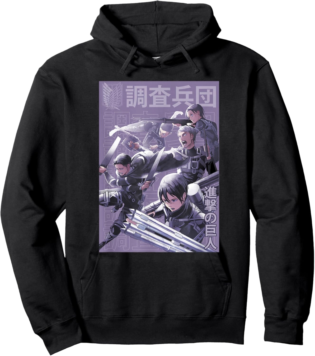 Attack on Titan Group Shot Scout Regiment Anime Epic Poster Hoodie - Hoodie | Black