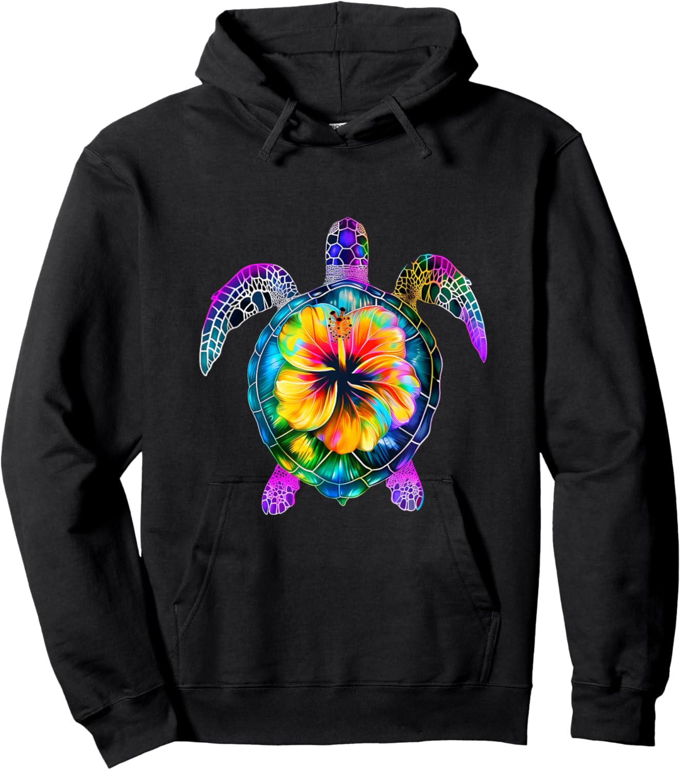Hawaiian Tie Dye Sea Turtle Cute Hawaii Hoodie - Hoodie | Black