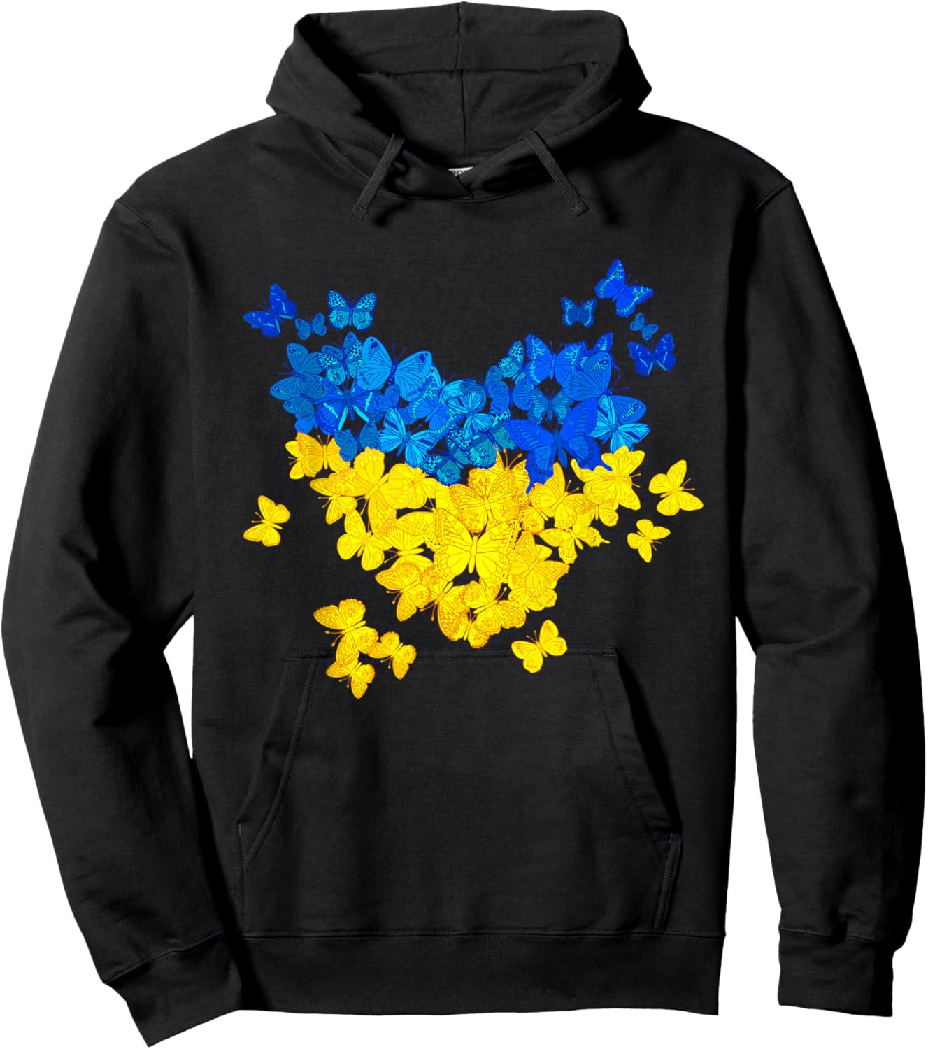Butterflies Heart Ukraine Flag Ukrainian Ukrainian Hoodie - Hoodie | Black