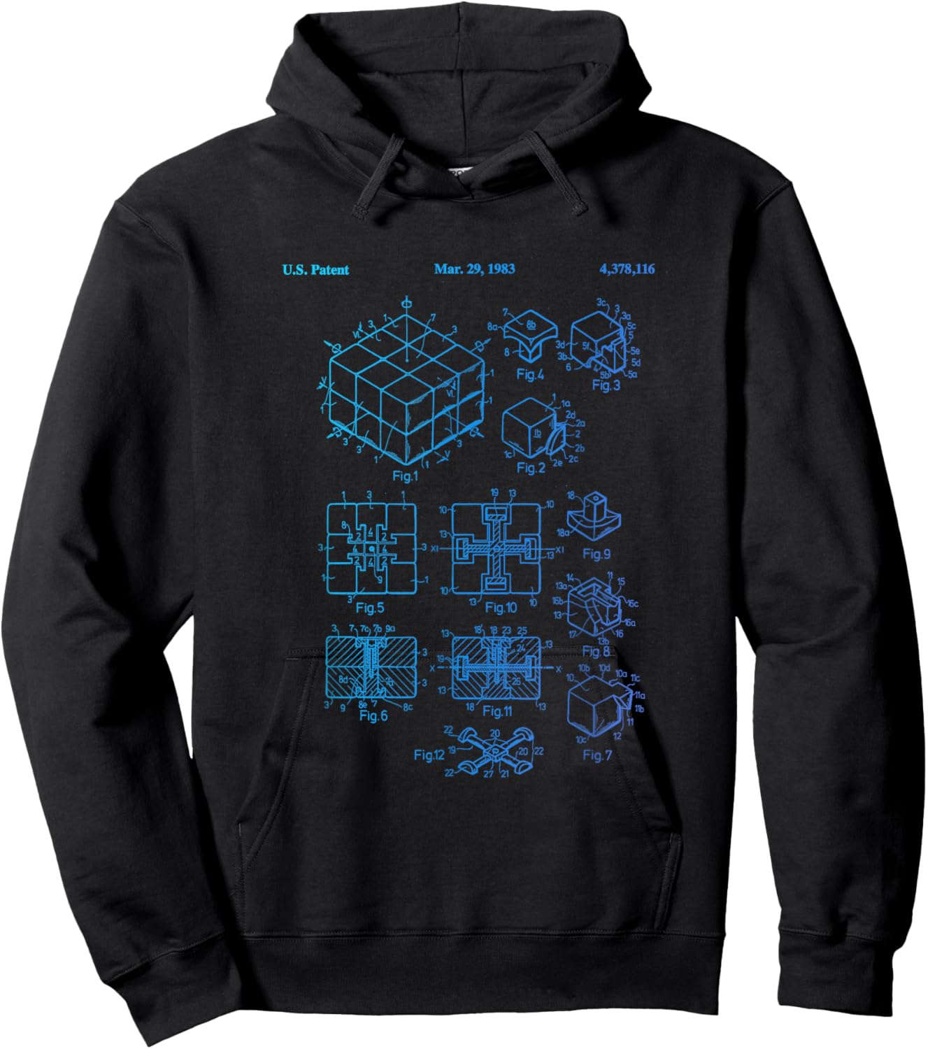 Competitive Puzzle Cube Rubik Patent Speed Cubing Retro Math Hoodie - Hoodie | Black