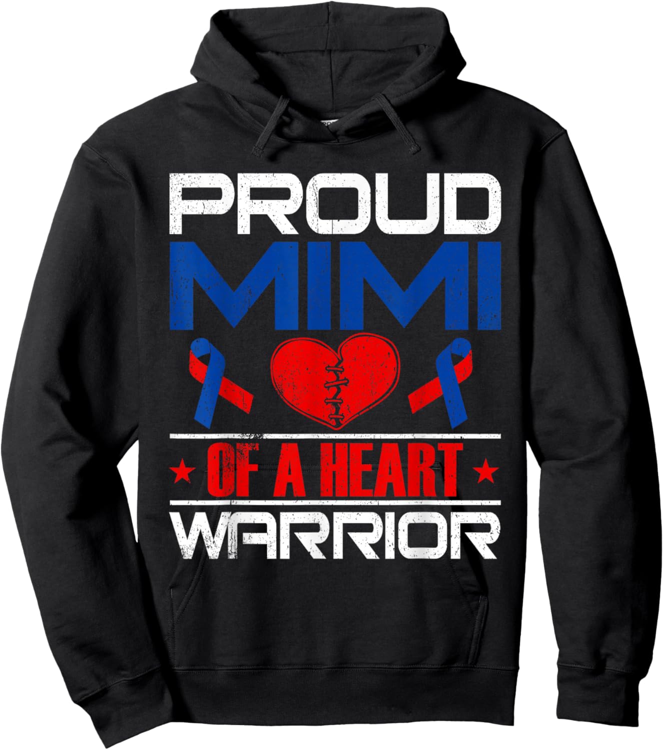 Mimi Of A Heart Warrior Congenital Heart Defect Awareness Hoodie - Hoodie | Black
