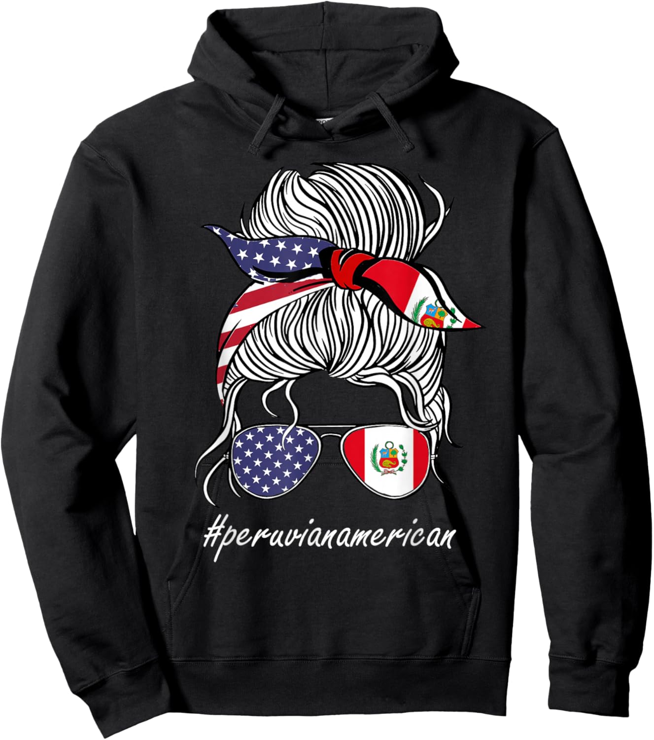 Peru Heritage American Grown Women Girl Peru Flag Hoodie - Hoodie | Black