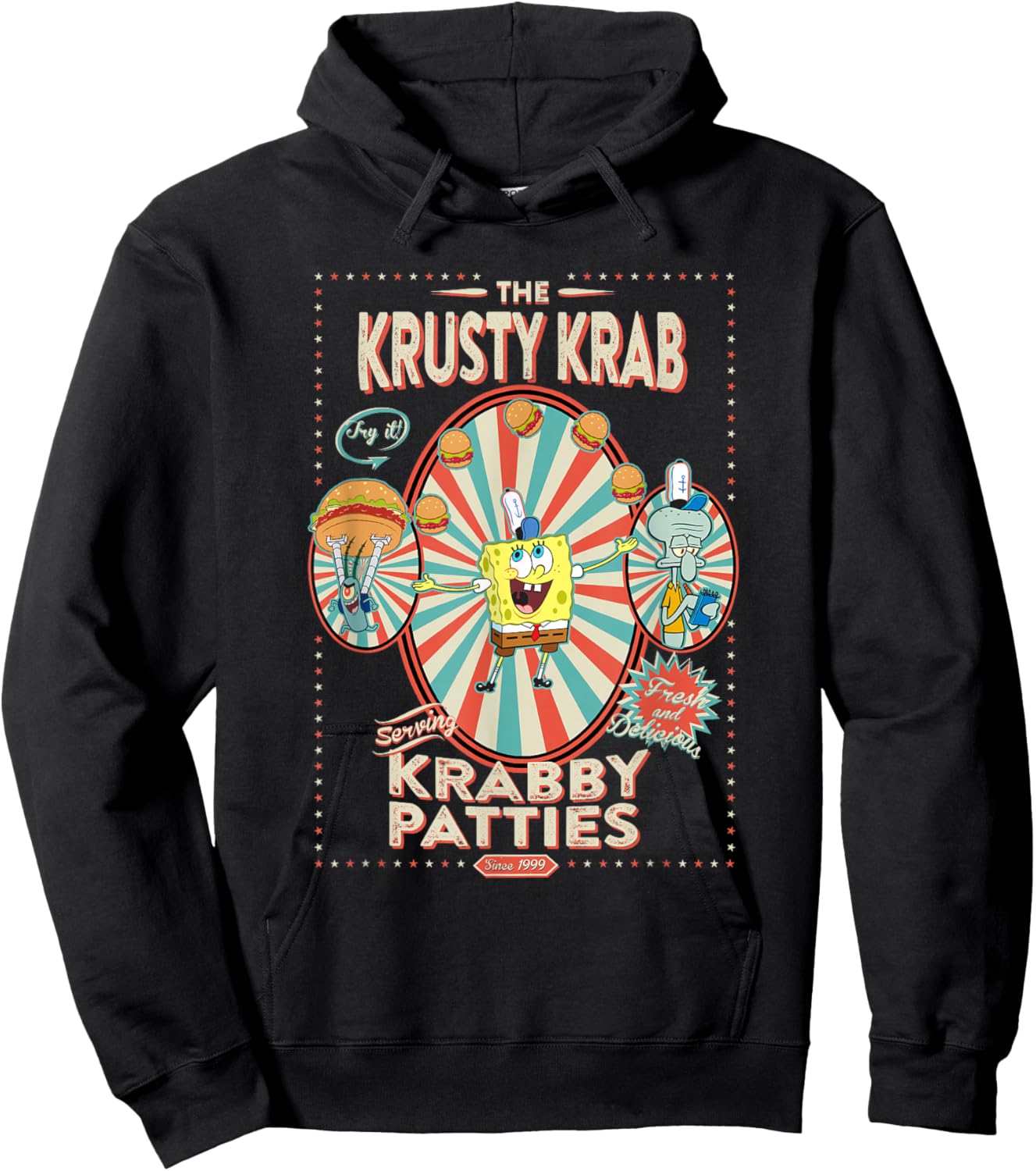 SpongeBob SquarePants The Krusty Krab Since 1999 Vintage Ad Hoodie - Hoodie | Black