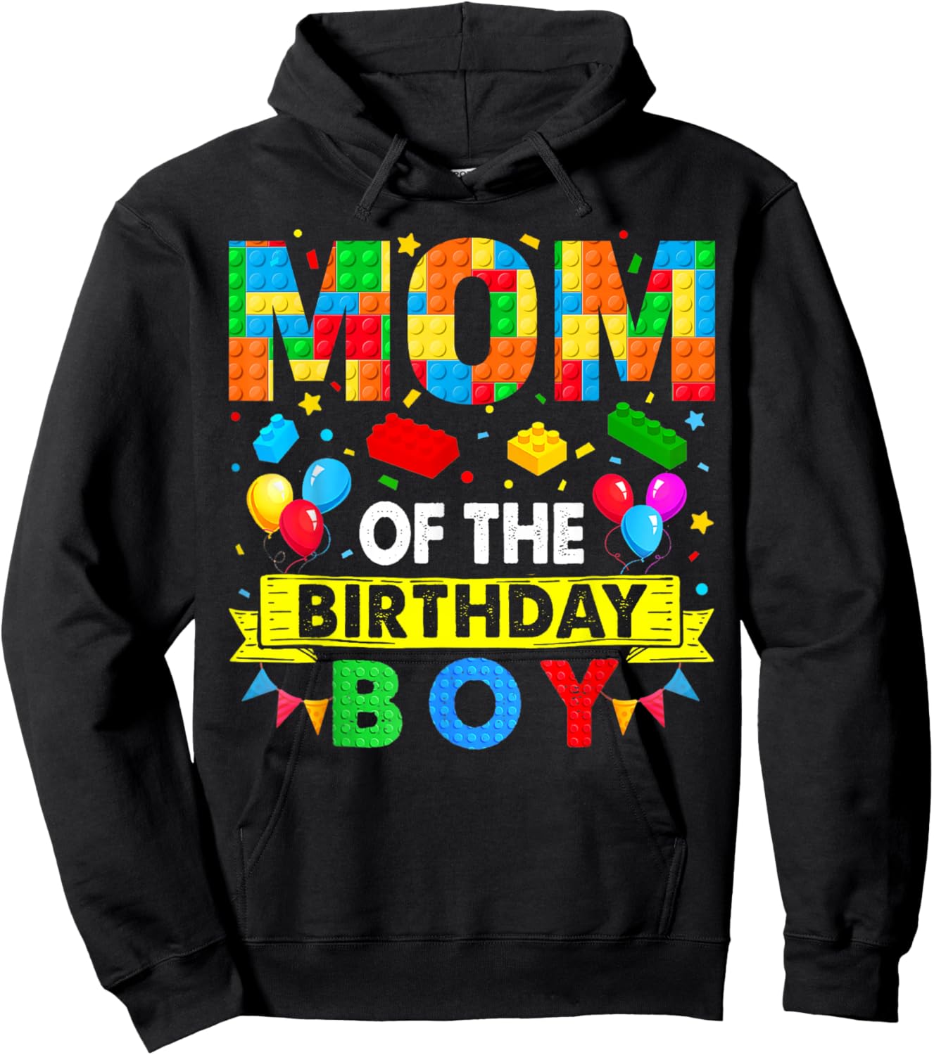 Mom Of The Birthday Boy Master Builder Blocks Toy Building Hoodie - Hoodie | Black