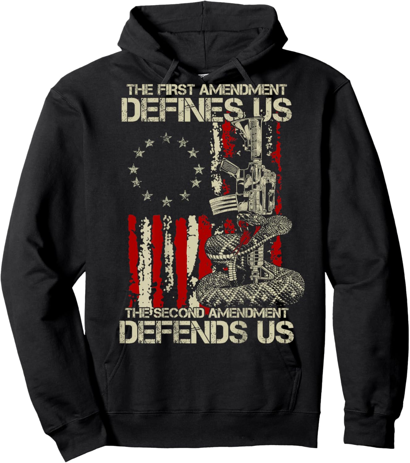 The First Amendment Defines us American Flag (On Back) Hoodie - Hoodie | Black