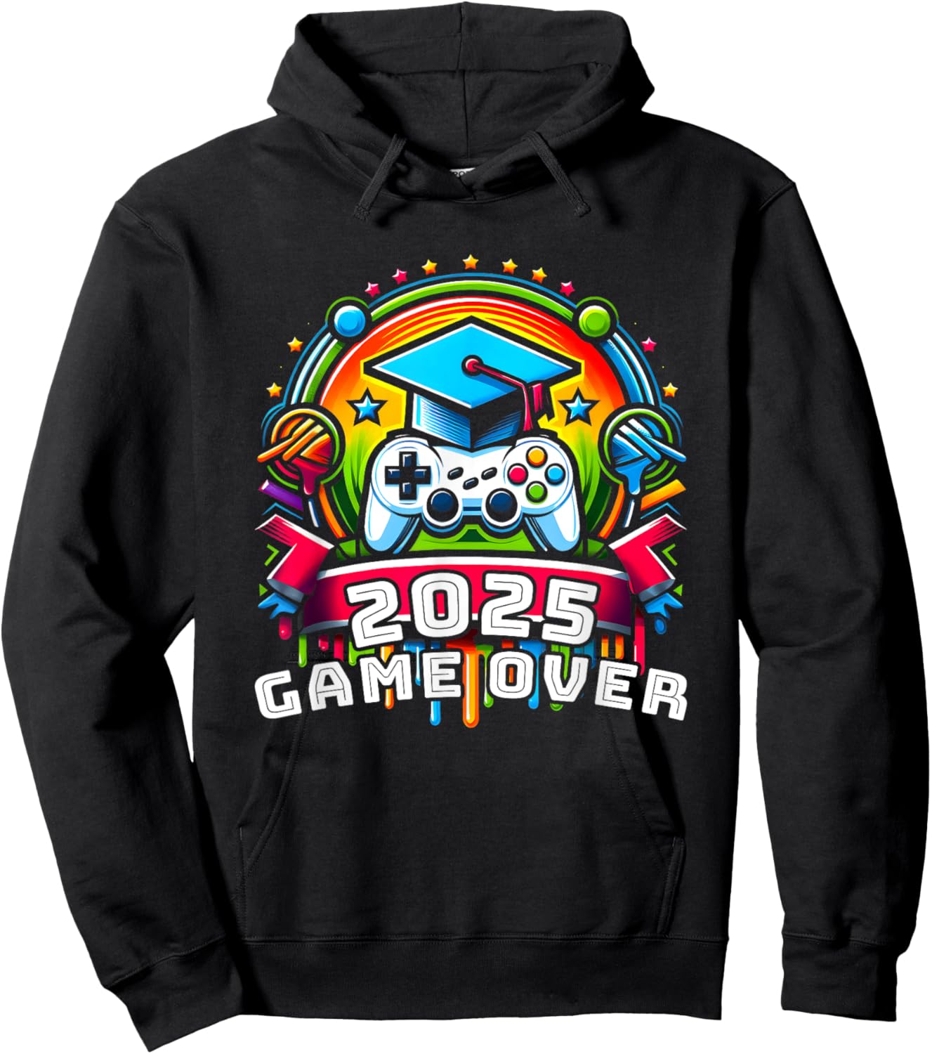 Game Over Class Of 2025 Shirt Students Funny 2025 Graduation Hoodie - Hoodie | Black