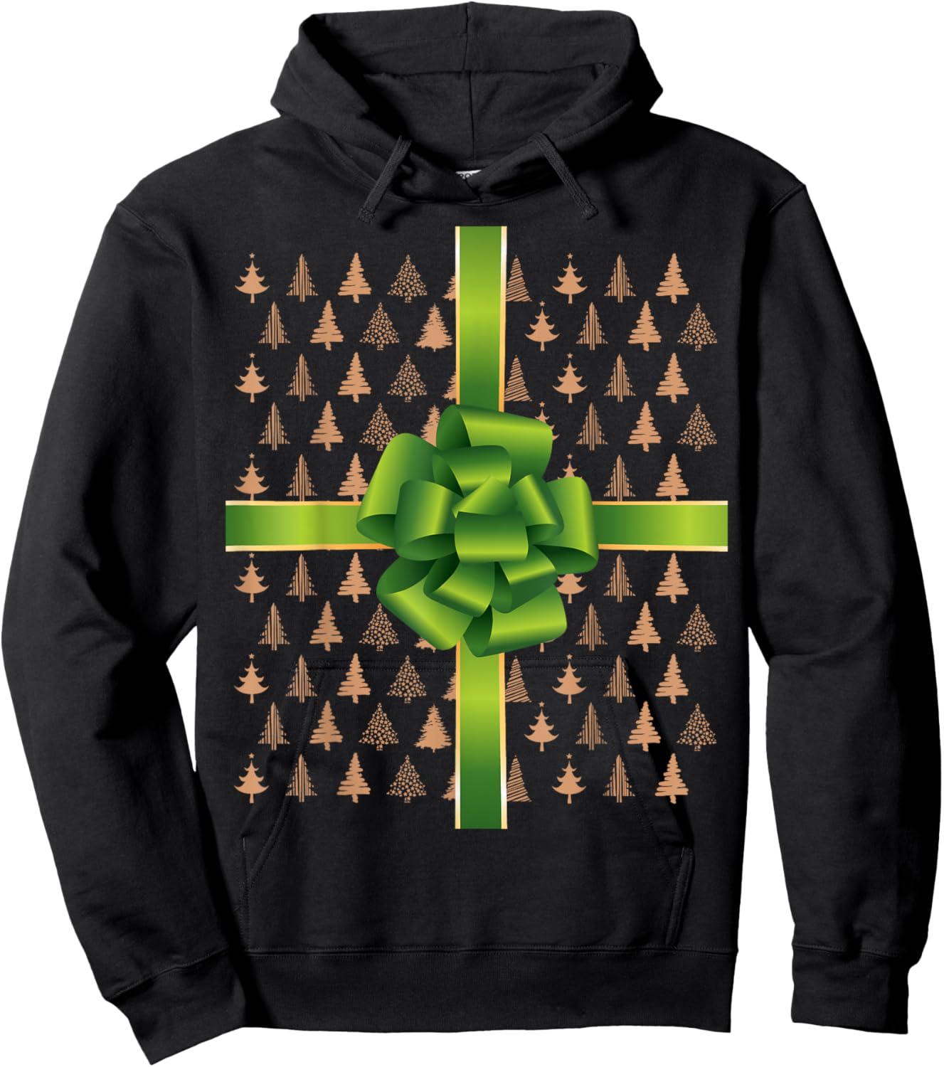 Pretend I'm A Present Green Christmas Bow Kids Hoodie - Hoodie | Black