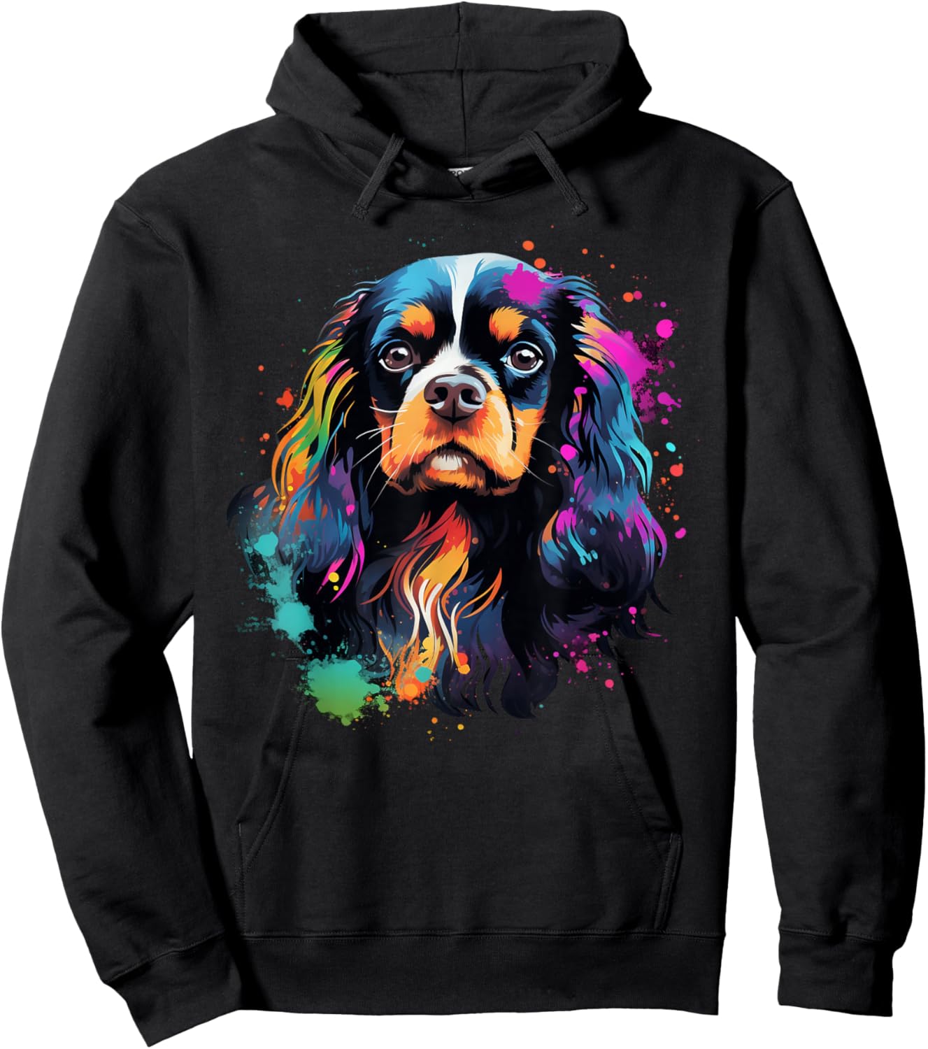 Cute painted Cavalier King Charles Spaniel Hoodie - Hoodie | Black