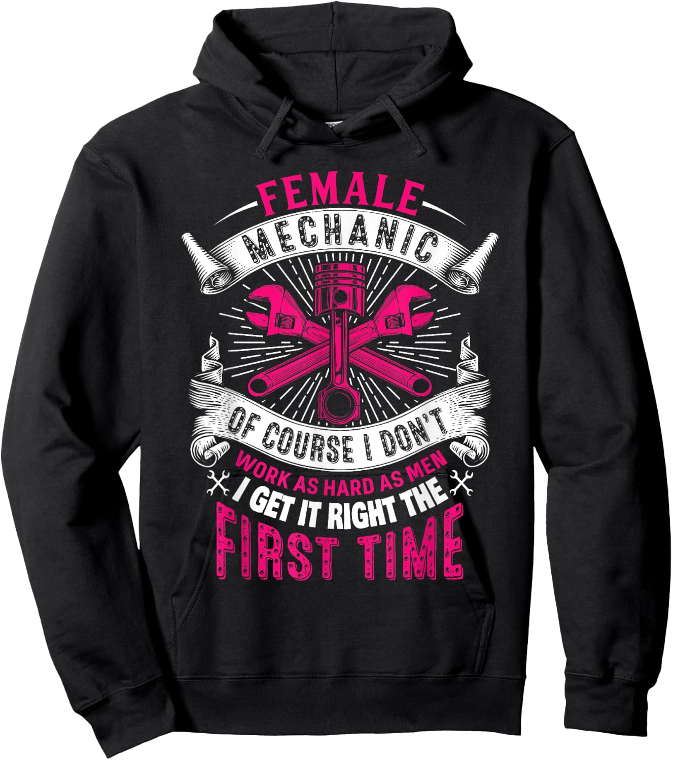 Female Mechanic Girl Car Repair Funny Hoodie - Hoodie | Black