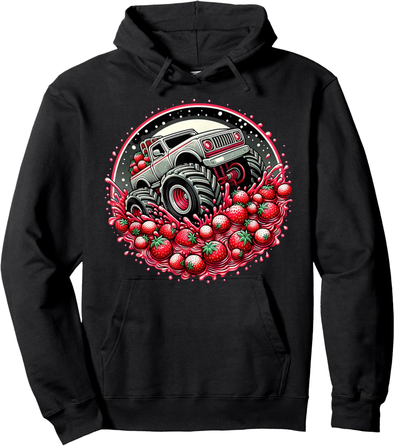 Cute Monster Truck Strawberry Jam Adventure Lover Hoodie - Hoodie | Black