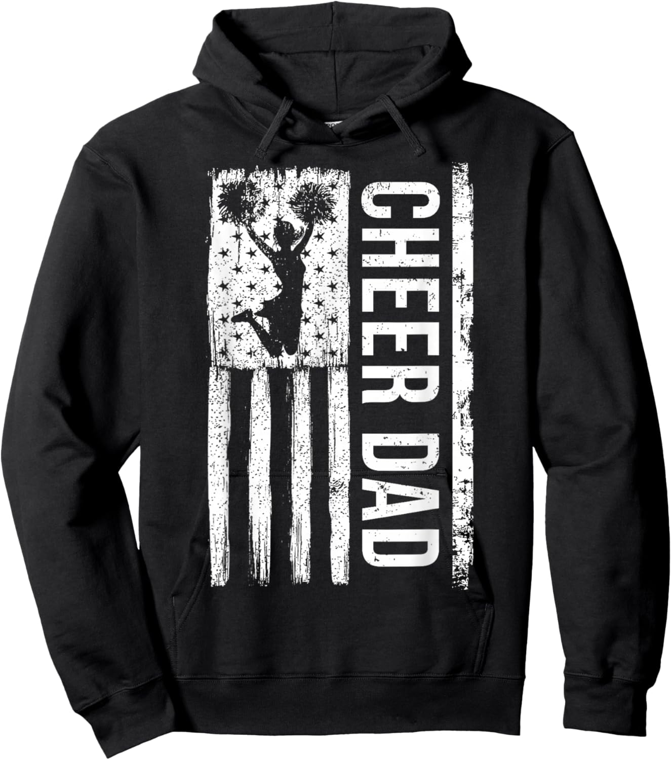 Cheer Dad Cheerleading American Flag Fathers Day Cheerleader Hoodie - Hoodie | Black