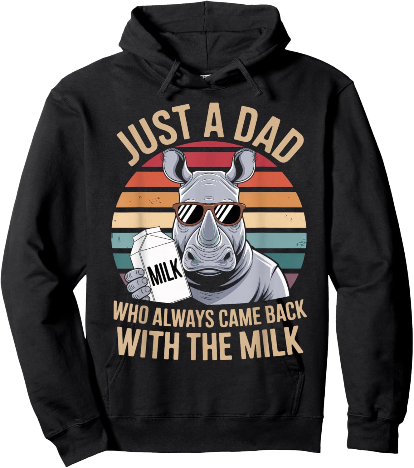 Rhino Funny Father's Day Dad Milk Hoodie - Hoodie | Black