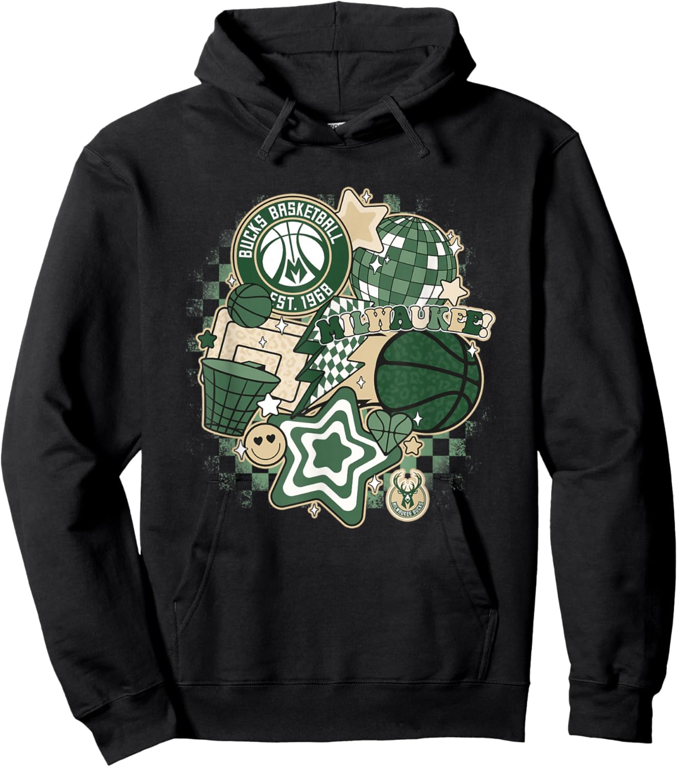NBA Milwaukee Bucks Psychedelic Basketball Collage Hoodie - Hoodie | Black