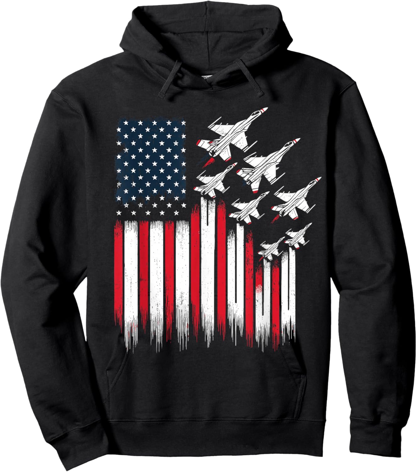 Patriotic Fighter Jets USA Flag 4th of July Jets Lover Hoodie - Hoodie | Black