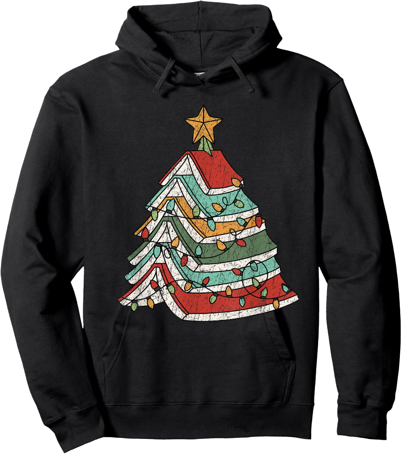 Book Christmas Tree For Librarians Book Lovers Hoodie - Hoodie | Black