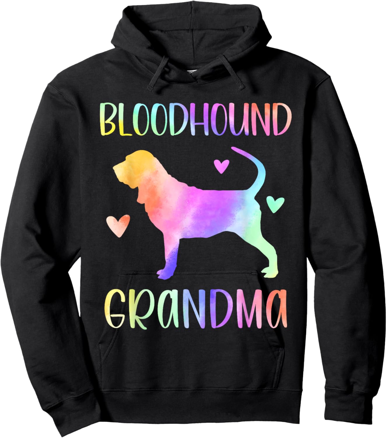 Bloodhound Grandma Blood Hound Nana Rainbow Watercolor Hoodie - Hoodie | Black