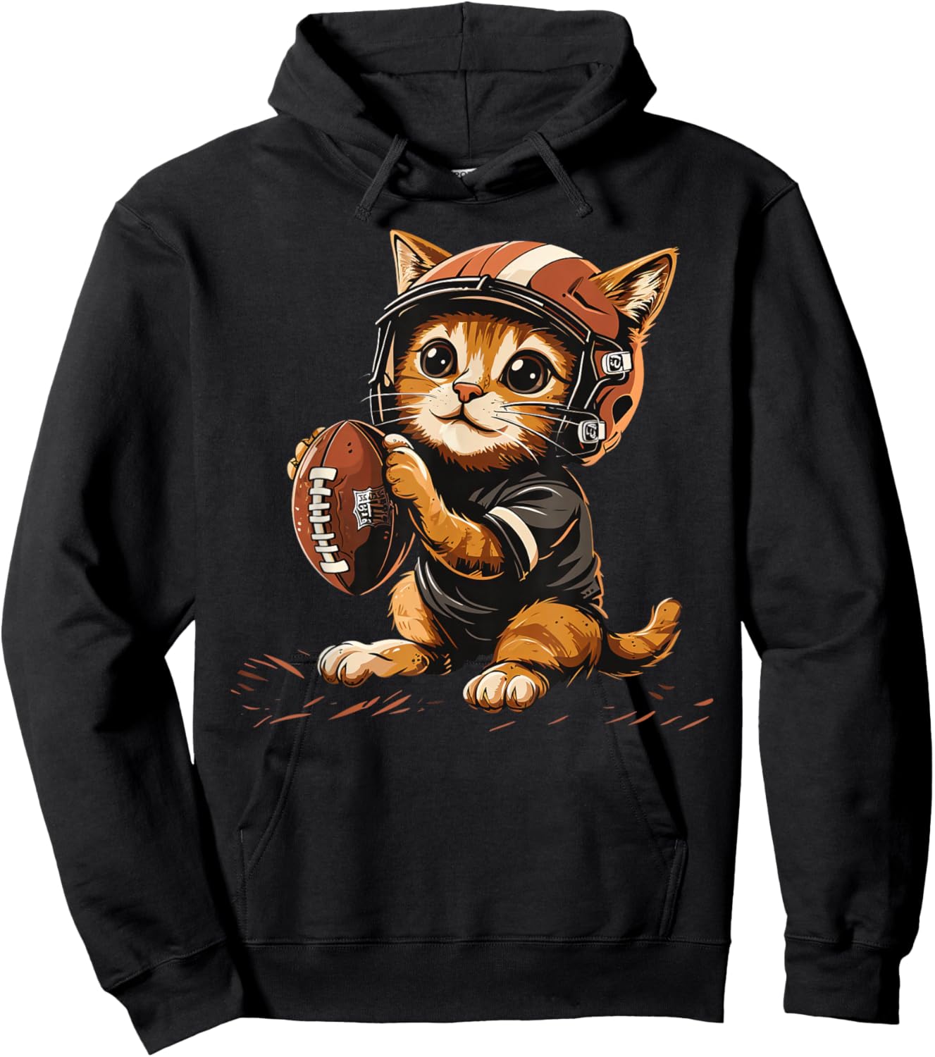 Cute Football Cat on Football player Women Kids Hoodie - Hoodie | Black