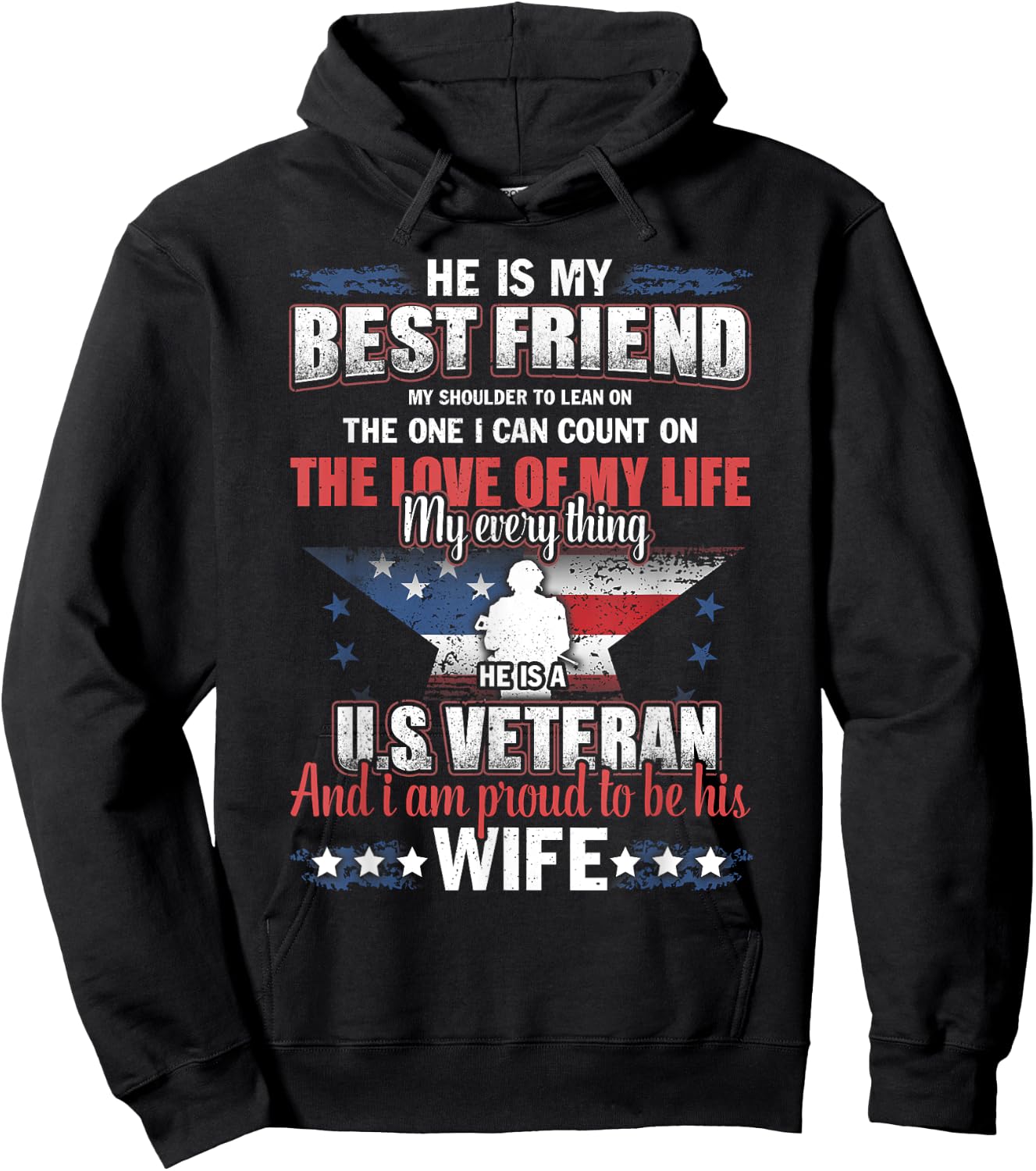 He Is A US Veteran And I'm Proud To Be His Wife Hoodie - Hoodie | Black