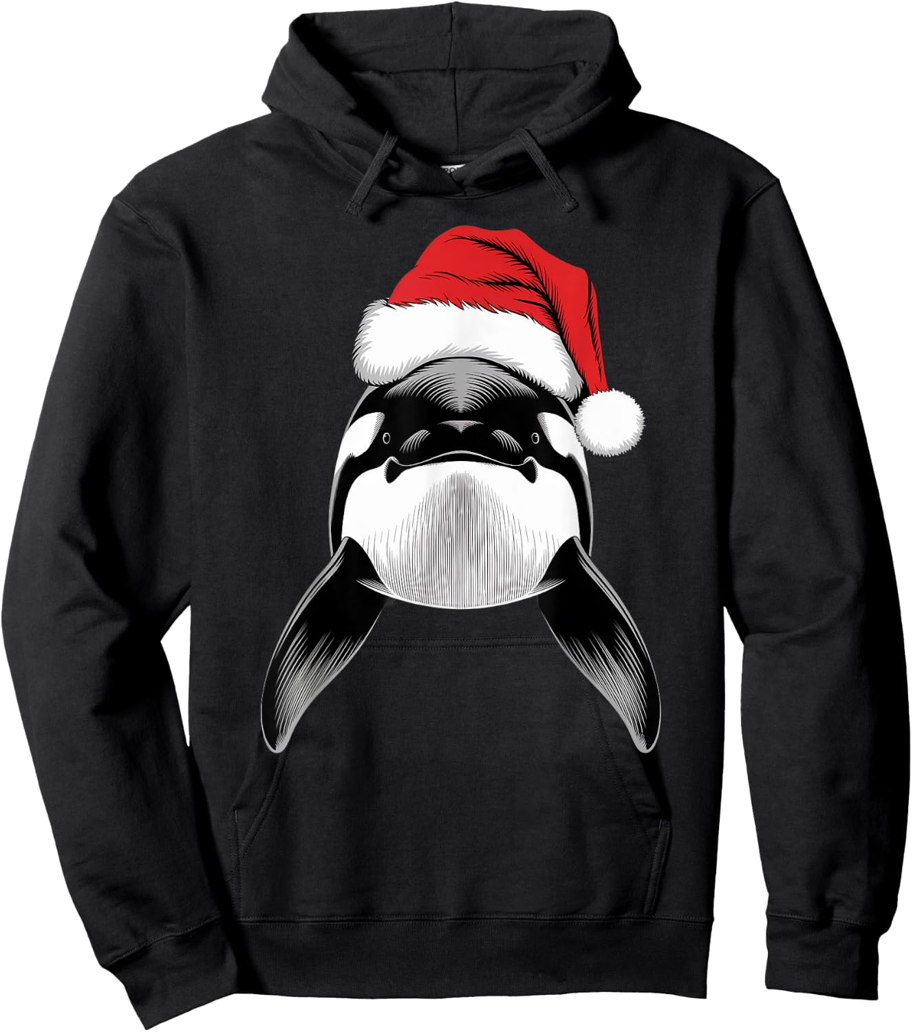 Joyful Orca Santa on Orca Christmas Hoodie - Hoodie | Black