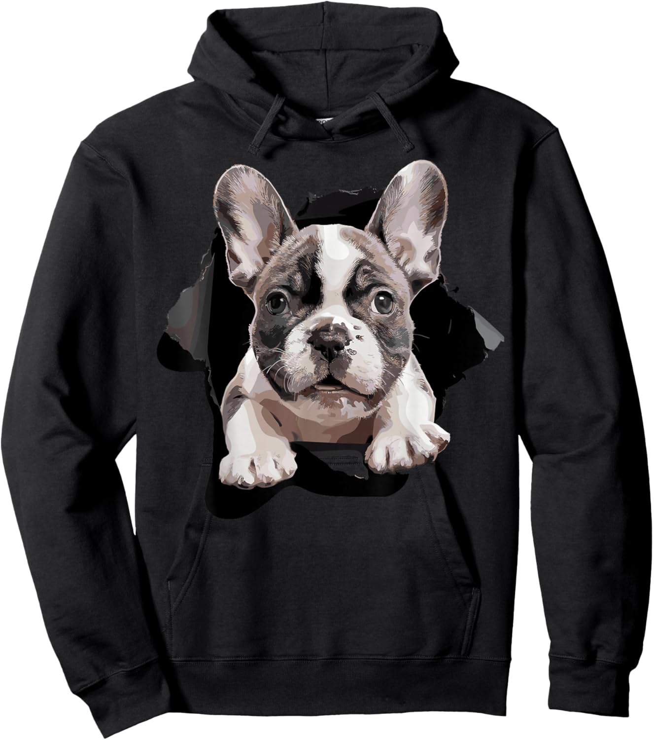 French Bulldog Puppy Funny Torn Puppies Dogs Parents Hoodie - Hoodie | Black