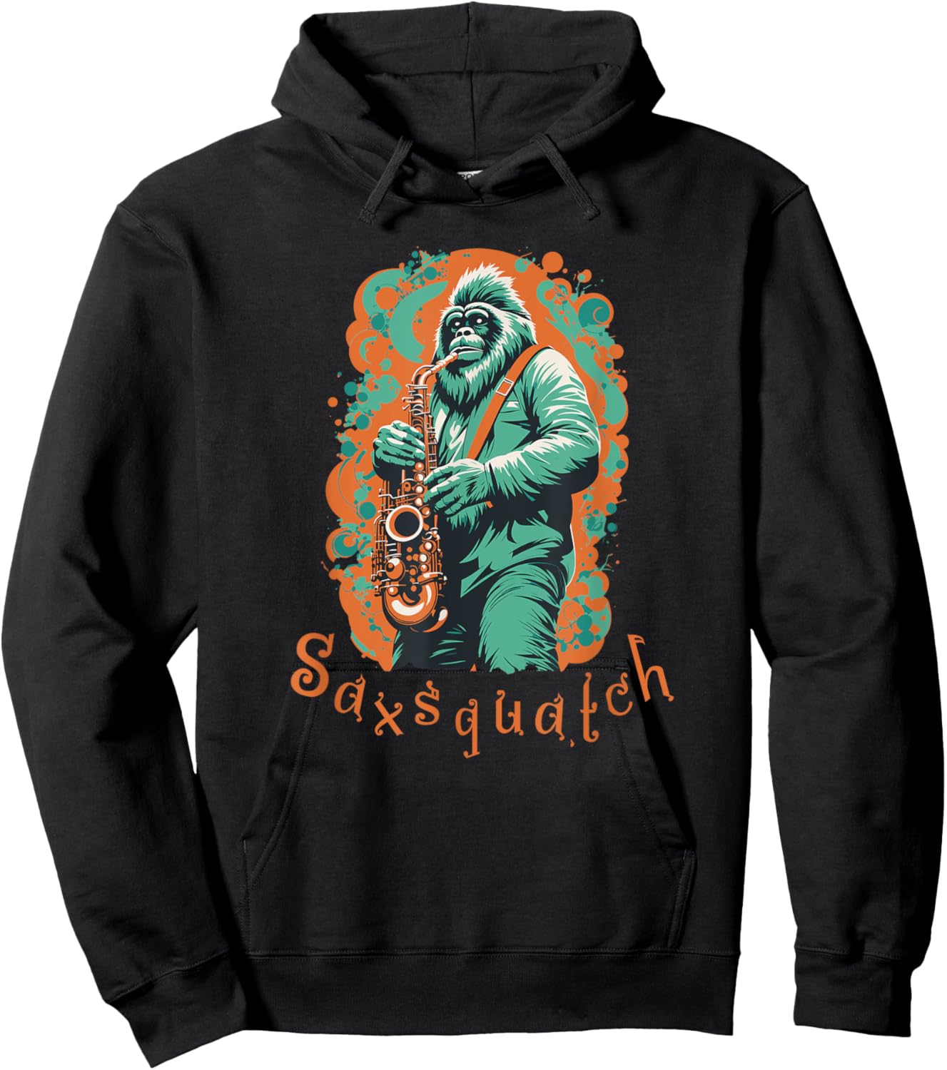 Saxsquatch Bigfoot Saxophone Player Hoodie - Hoodie | Black