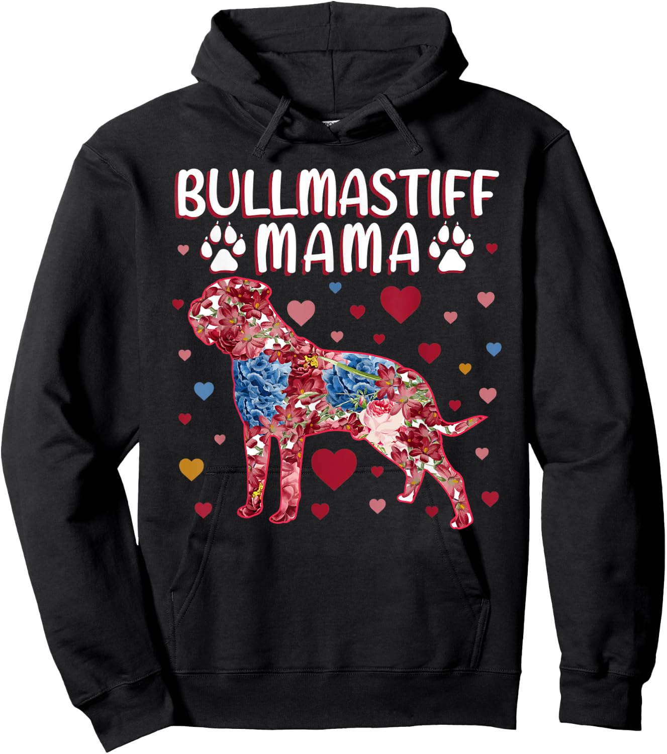 Flowers Bullmastiff Mama Hoodie - Hoodie | Black