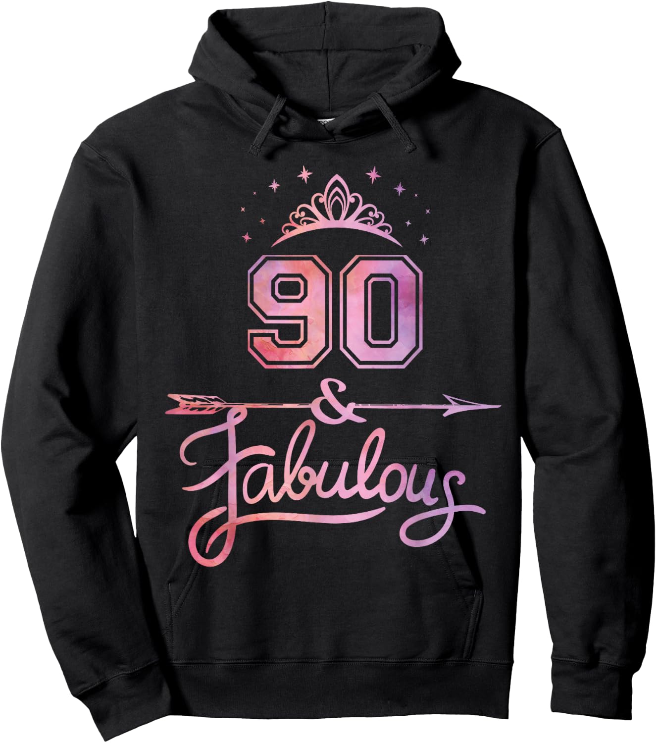 Women 90 Years Old And Fabulous Happy 90th Birthday Hoodie - Hoodie | Black
