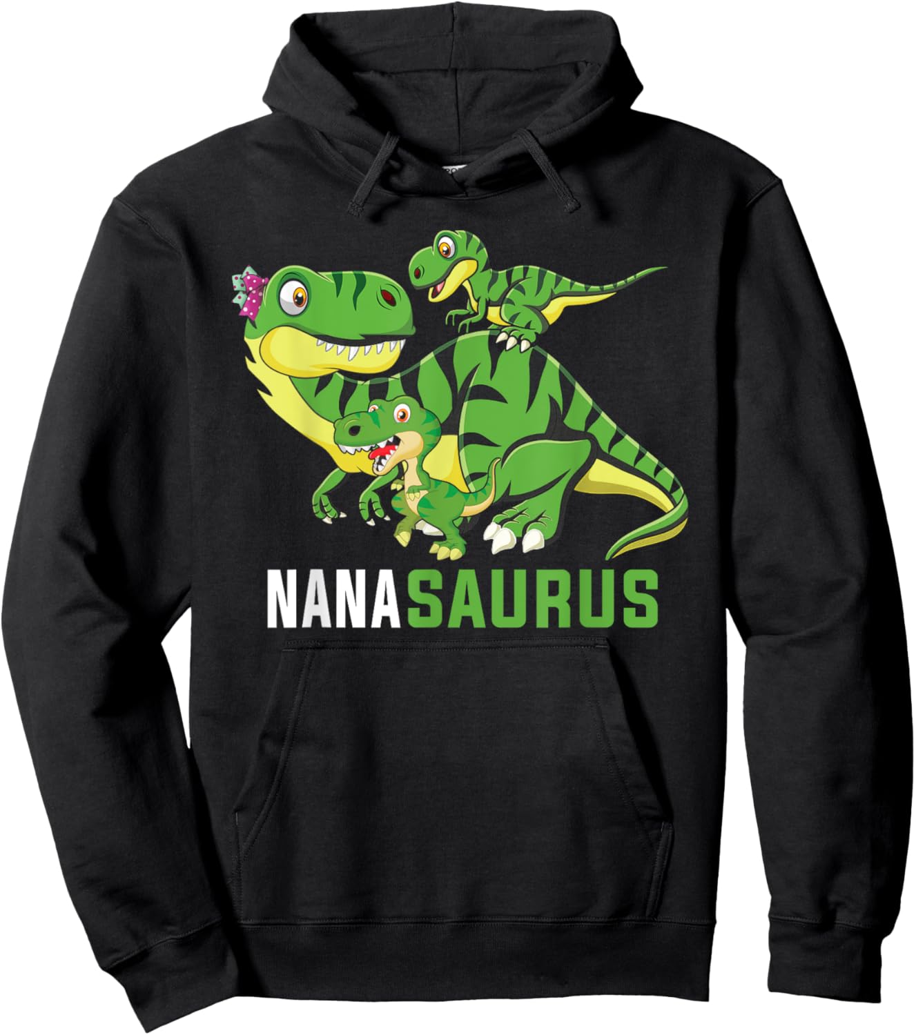NANAsaurus Cute NANA Saurus Dinosaur Matching Family Hoodie - Hoodie | Black