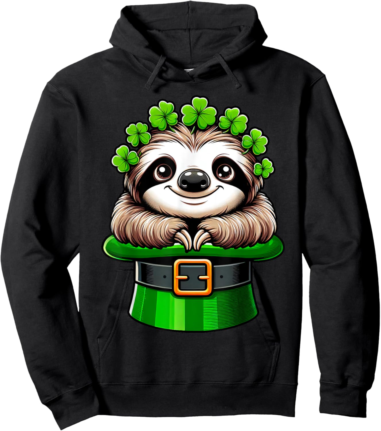 Sloth St Patricks Day Leprechaun Shamrock Irish Sloth Lover Hoodie - Hoodie | Black