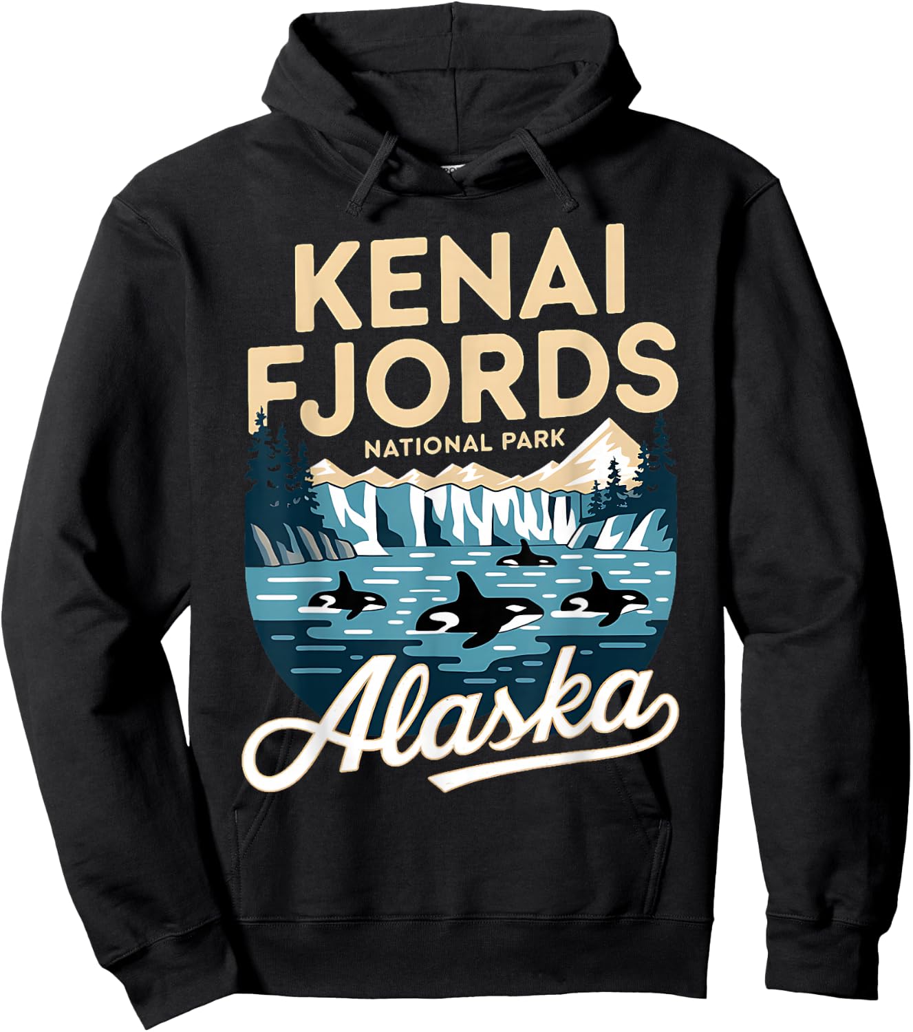 Explore Whale Orca Kenai Fjords National Park Alaska Hoodie - Hoodie | Black