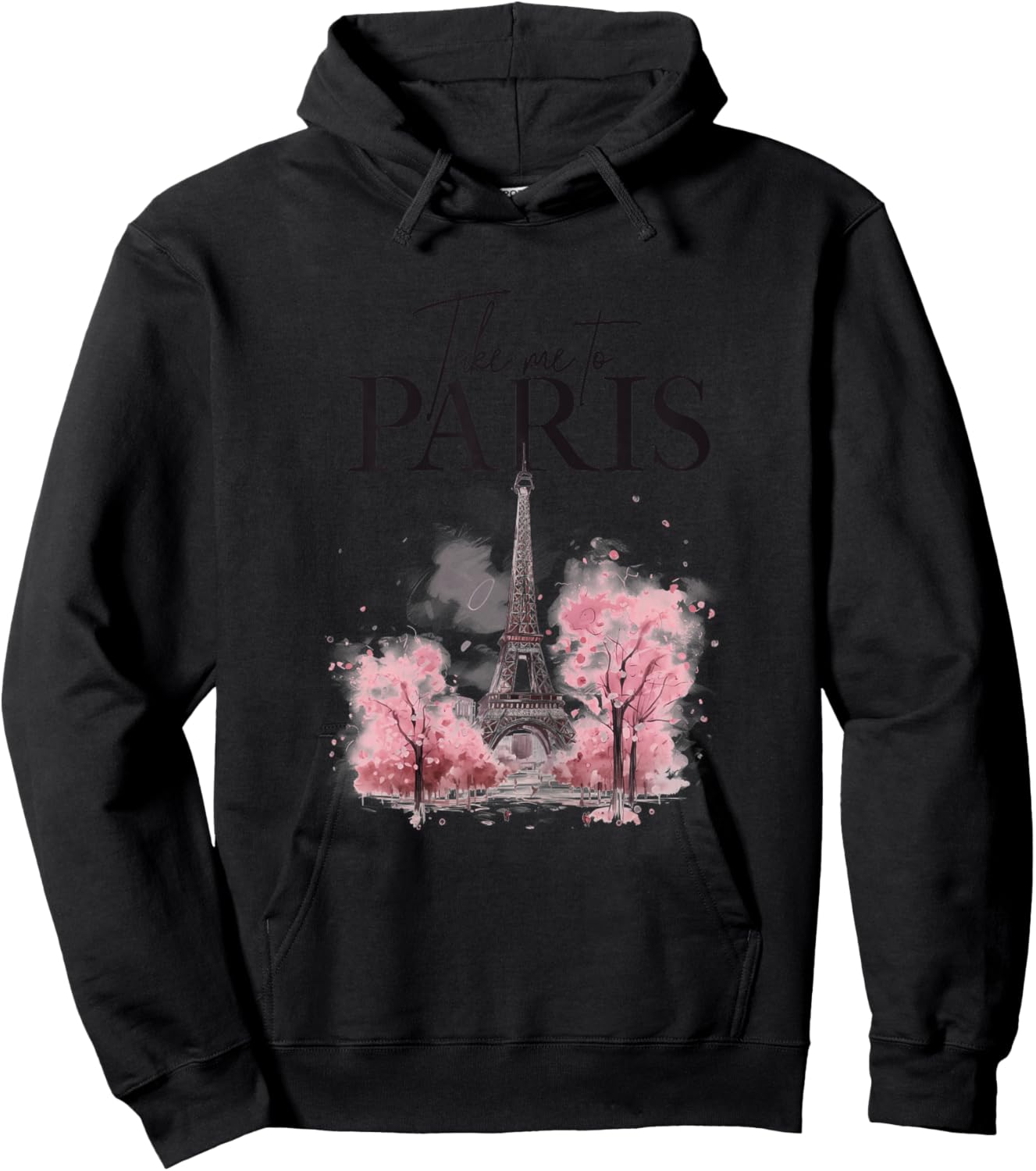 Take My To Paris Eiffel Tower Pink France Paris Souvenirs Hoodie - Hoodie | Black