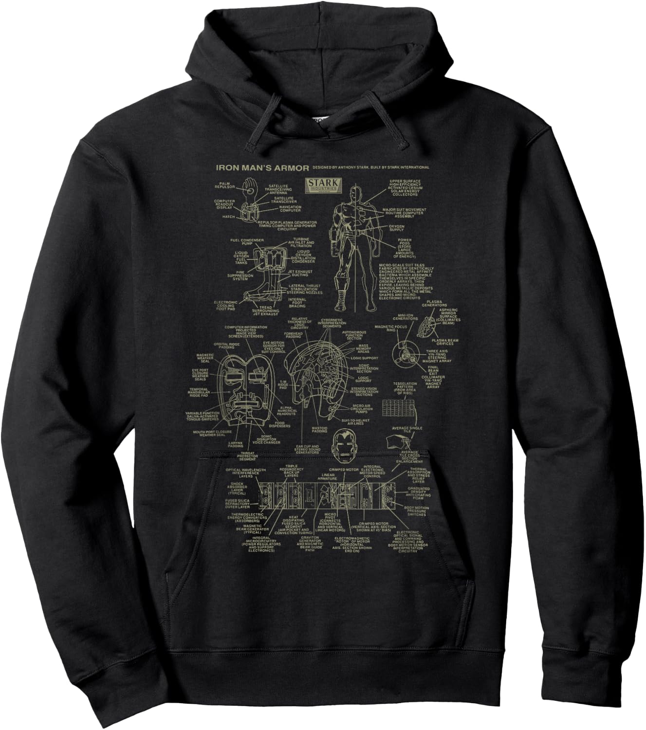 Marvel Iron Man Stark Industries Armor Details Hoodie - Hoodie | Black