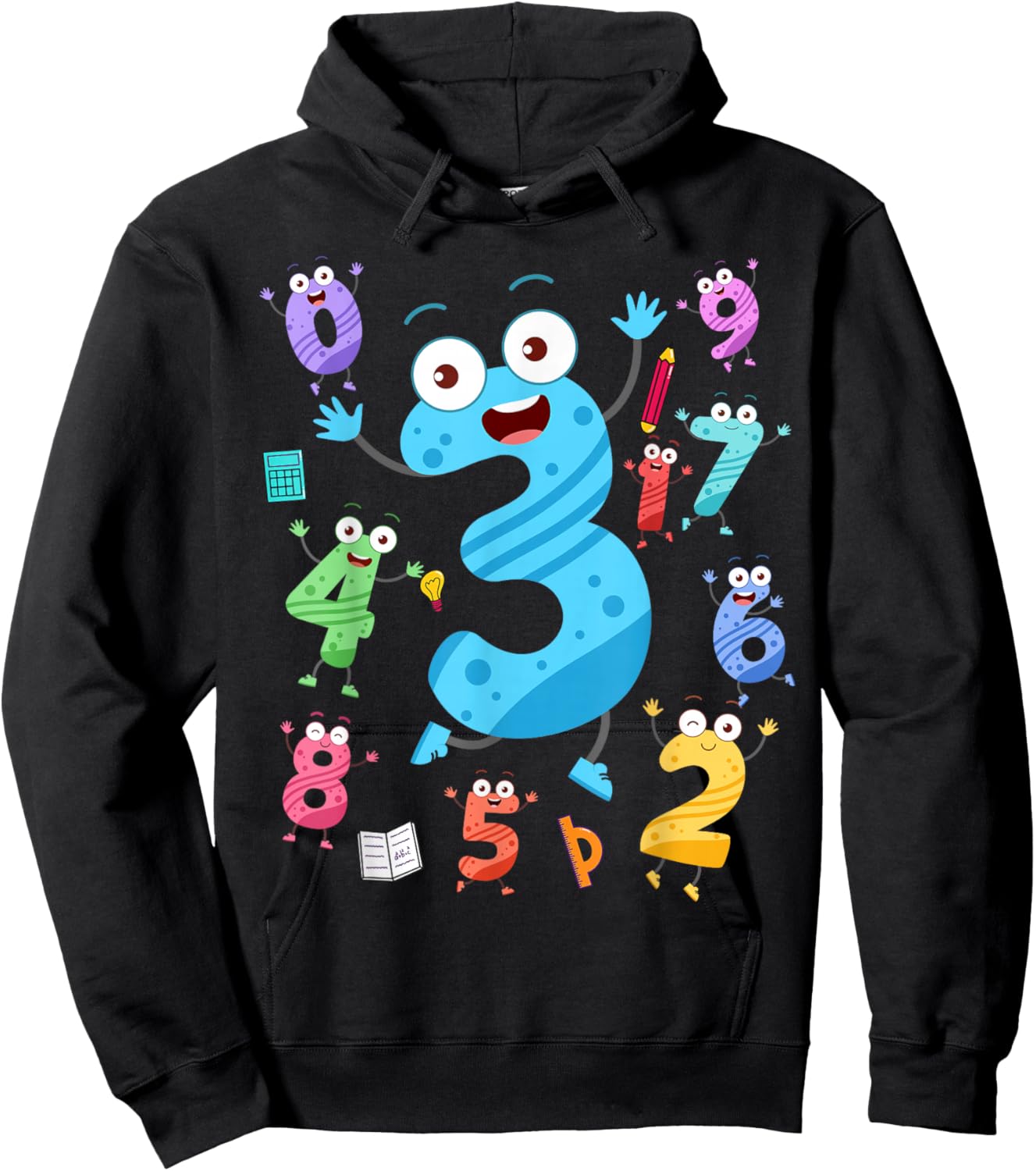 Maths Day Number Costume With Number 3 Idea For Kids Number Hoodie - Hoodie | Black