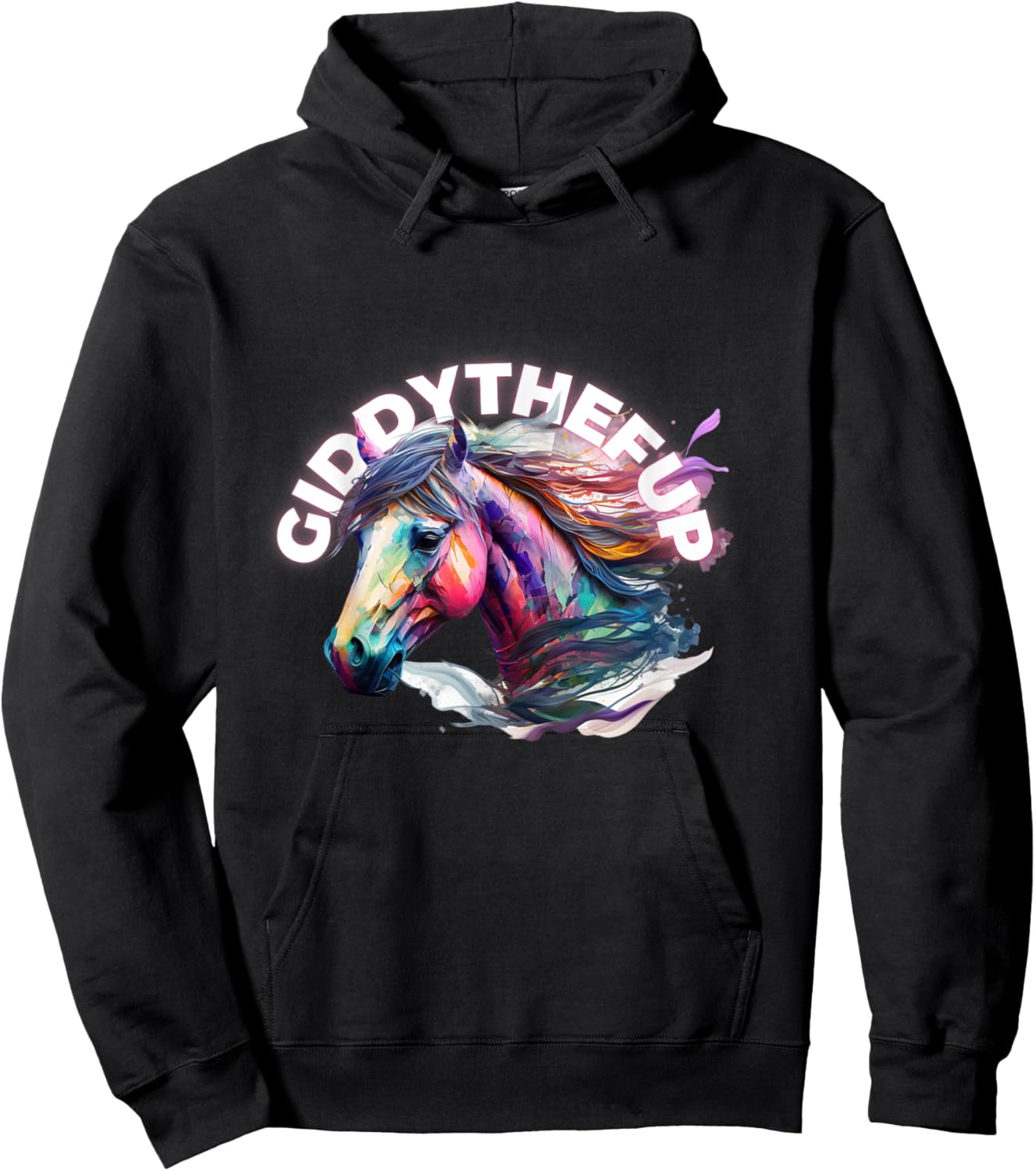 Funny Race Horse Giddy the F Up Hoodie - Hoodie | Black