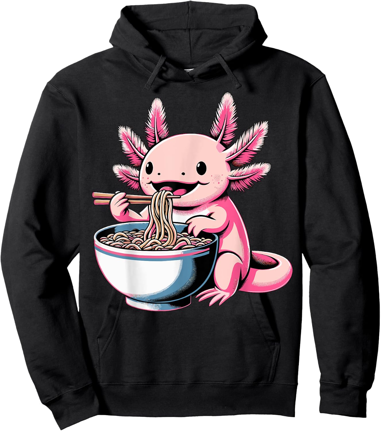 Axolotl Eating Ramen Lover Kawaii Axolotl Hoodie - Hoodie | Black