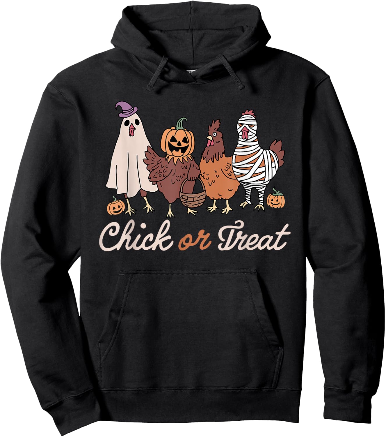 Chick Or Treat Halloween Witch Spooky Chicken Hoodie - Hoodie | Black