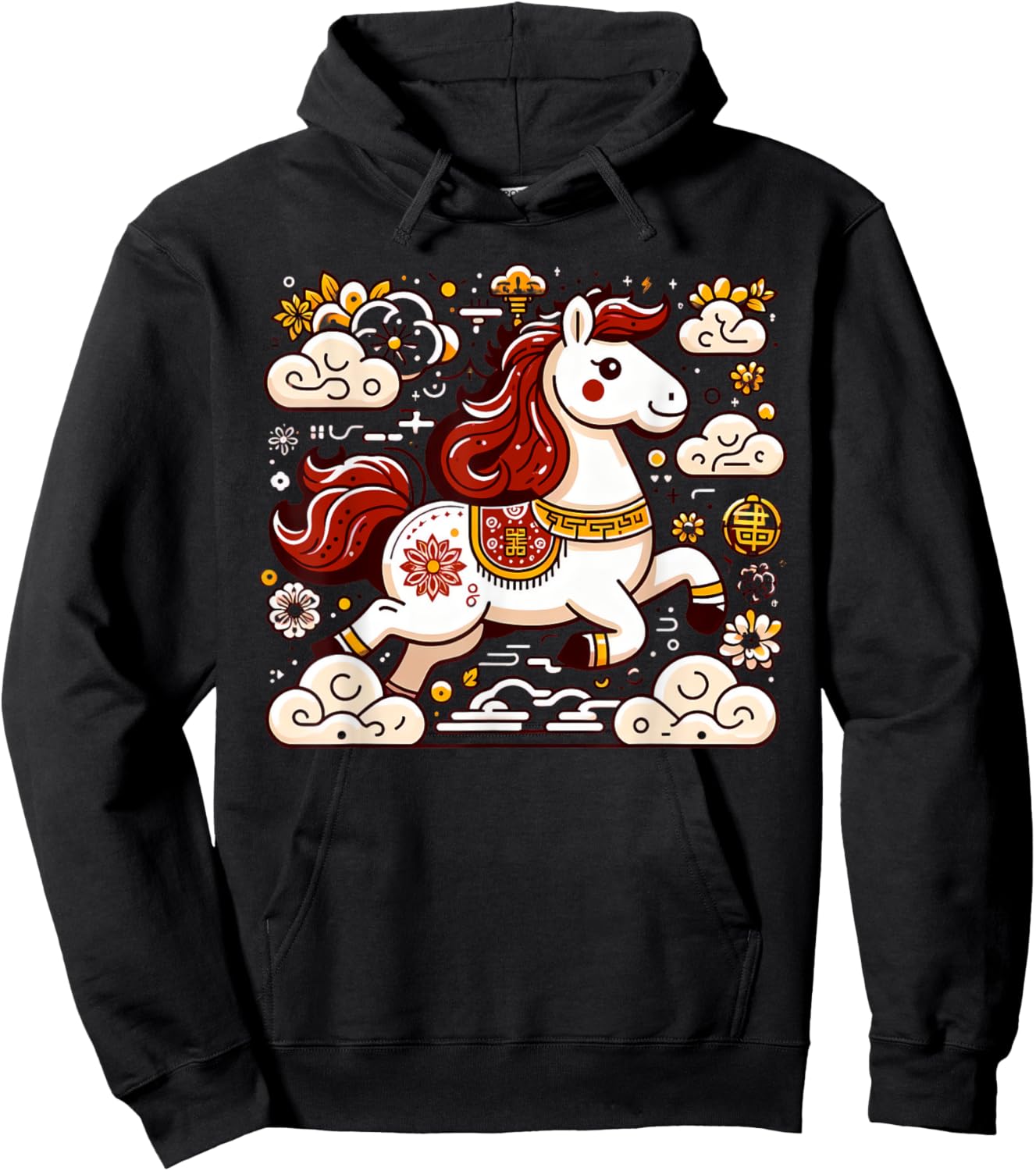 Chinese New Year of the Horse 2026 Lunar New Year Zodiac Hoodie - Hoodie | Black