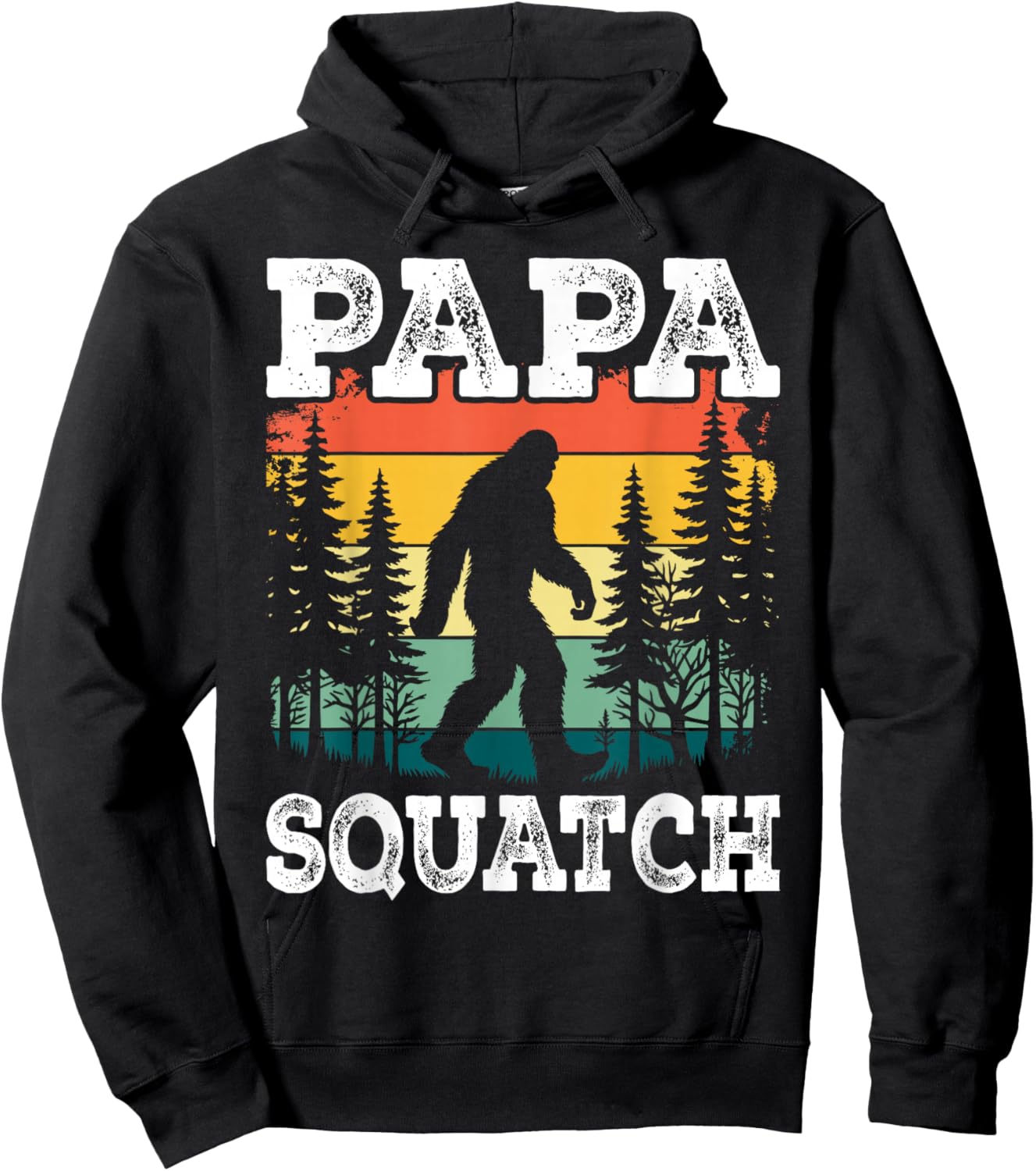 Papa Squatch Funny Dad Bigfoot Retro Fathers Day Vintage Hoodie - Hoodie | Black