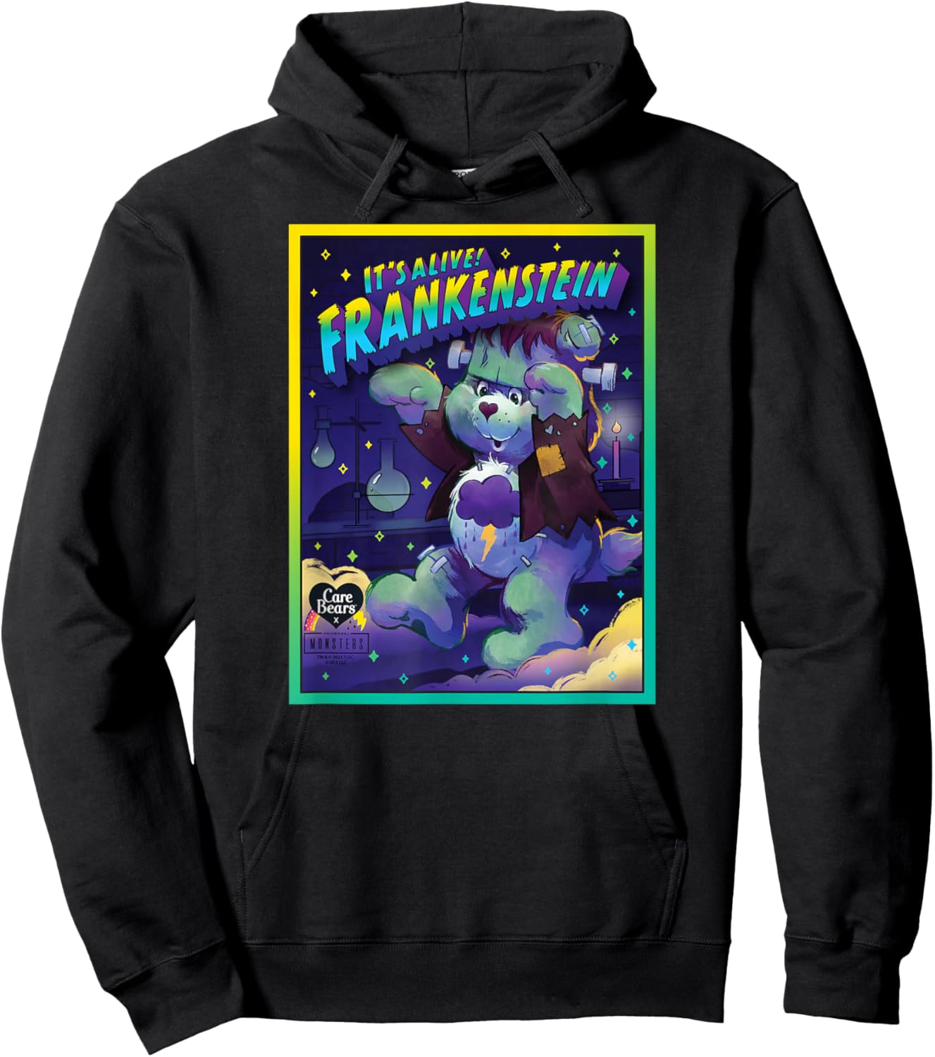 Care Bears x Universal Monsters Grumpy Bear Frankenstein Hoodie - Hoodie | Black