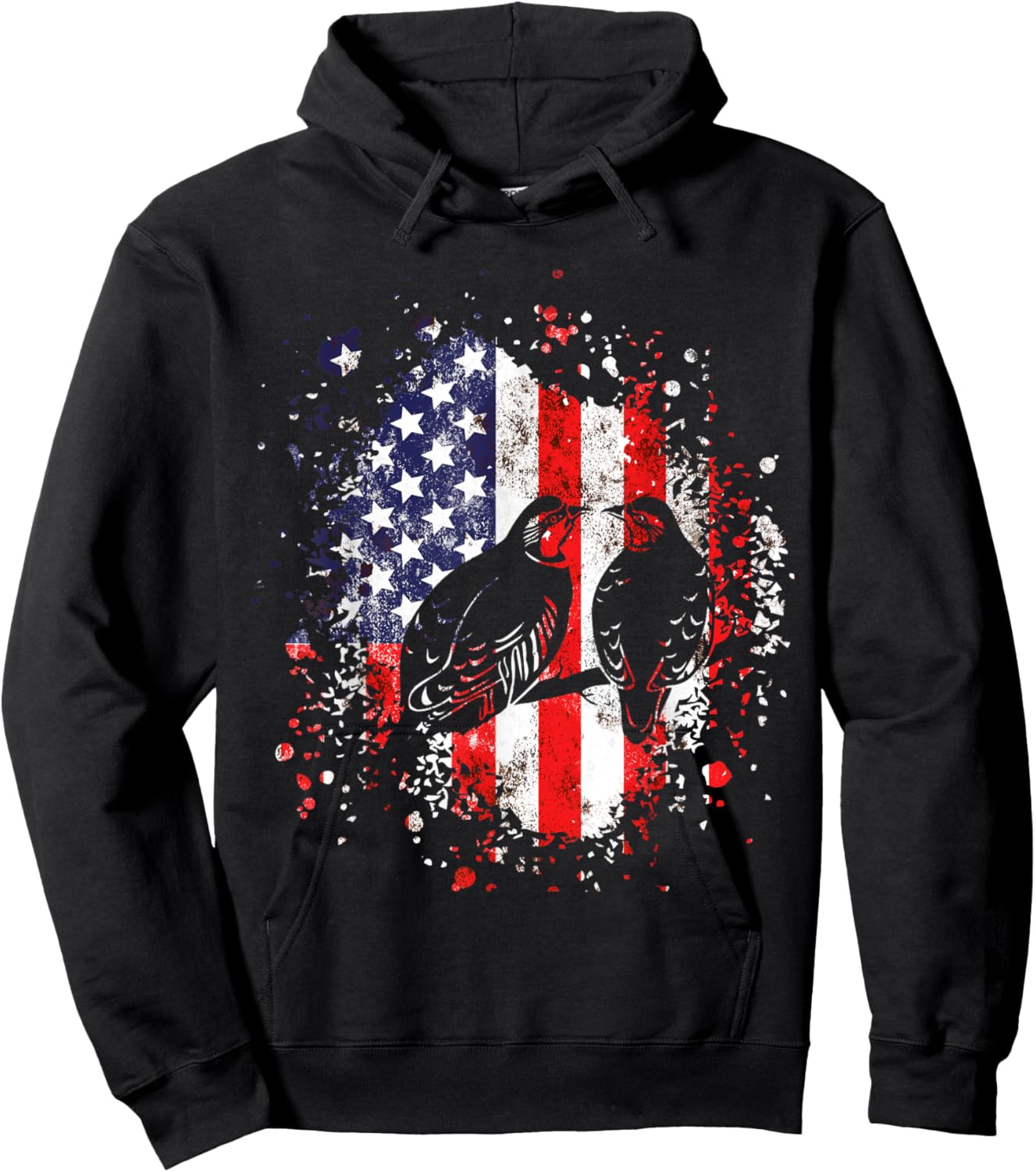Chukar Hunting Patriotic American Flag partridge Lover Kids Men Hoodie - Hoodie | Black