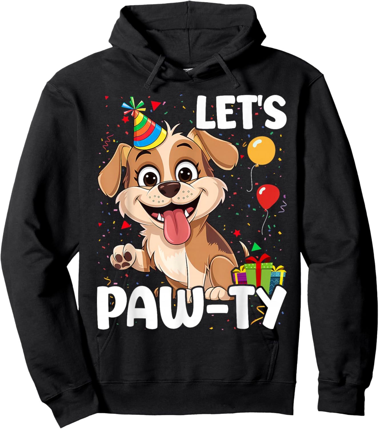 Let's Paw-ty Love Dogs Mom Birthday Dog Bday Boy Girl Pawty Hoodie - Hoodie | Black