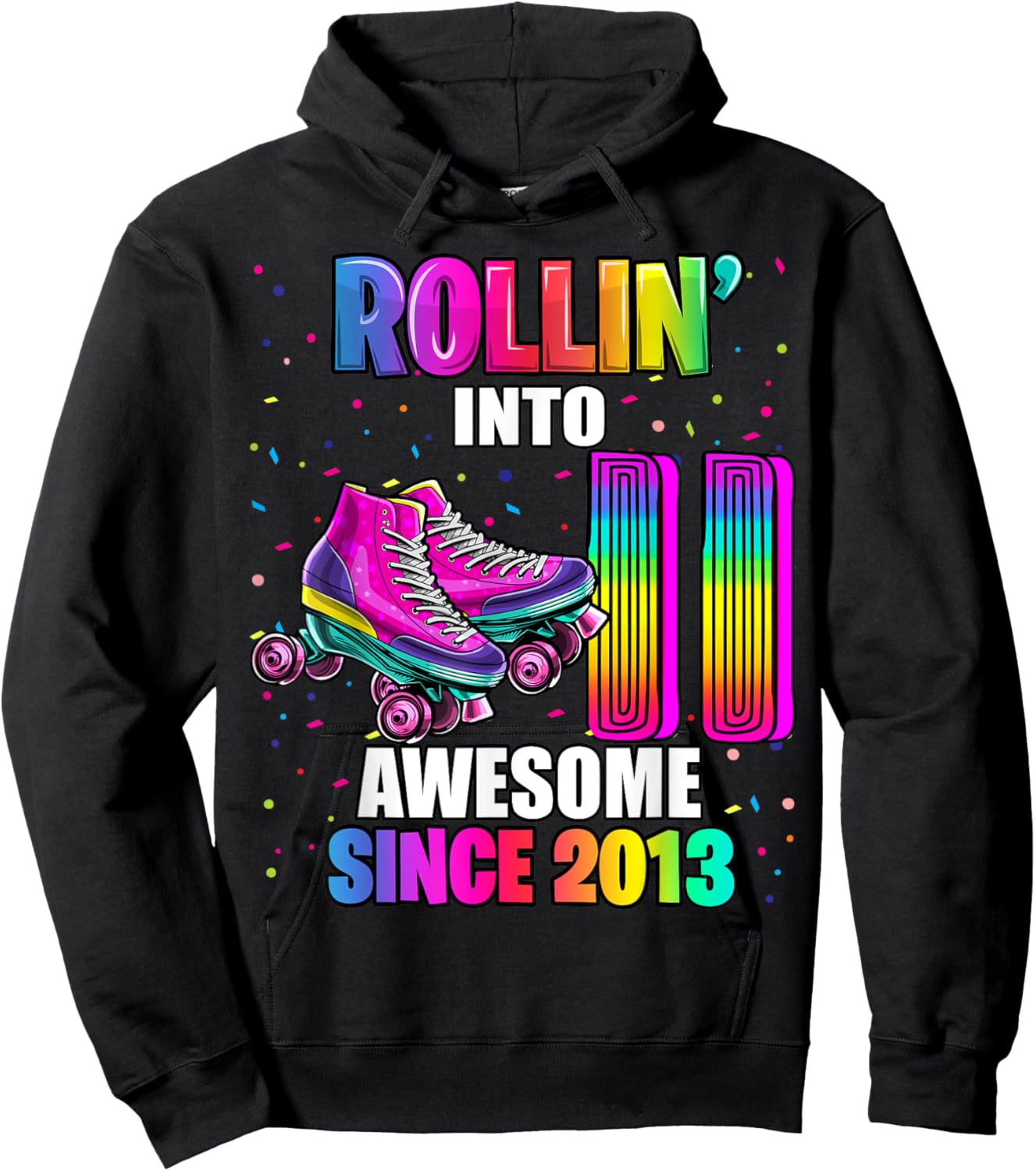 Roller Skating 11th Birthday Girls Rollin 11 Awesome 2013 Hoodie - Hoodie | Black