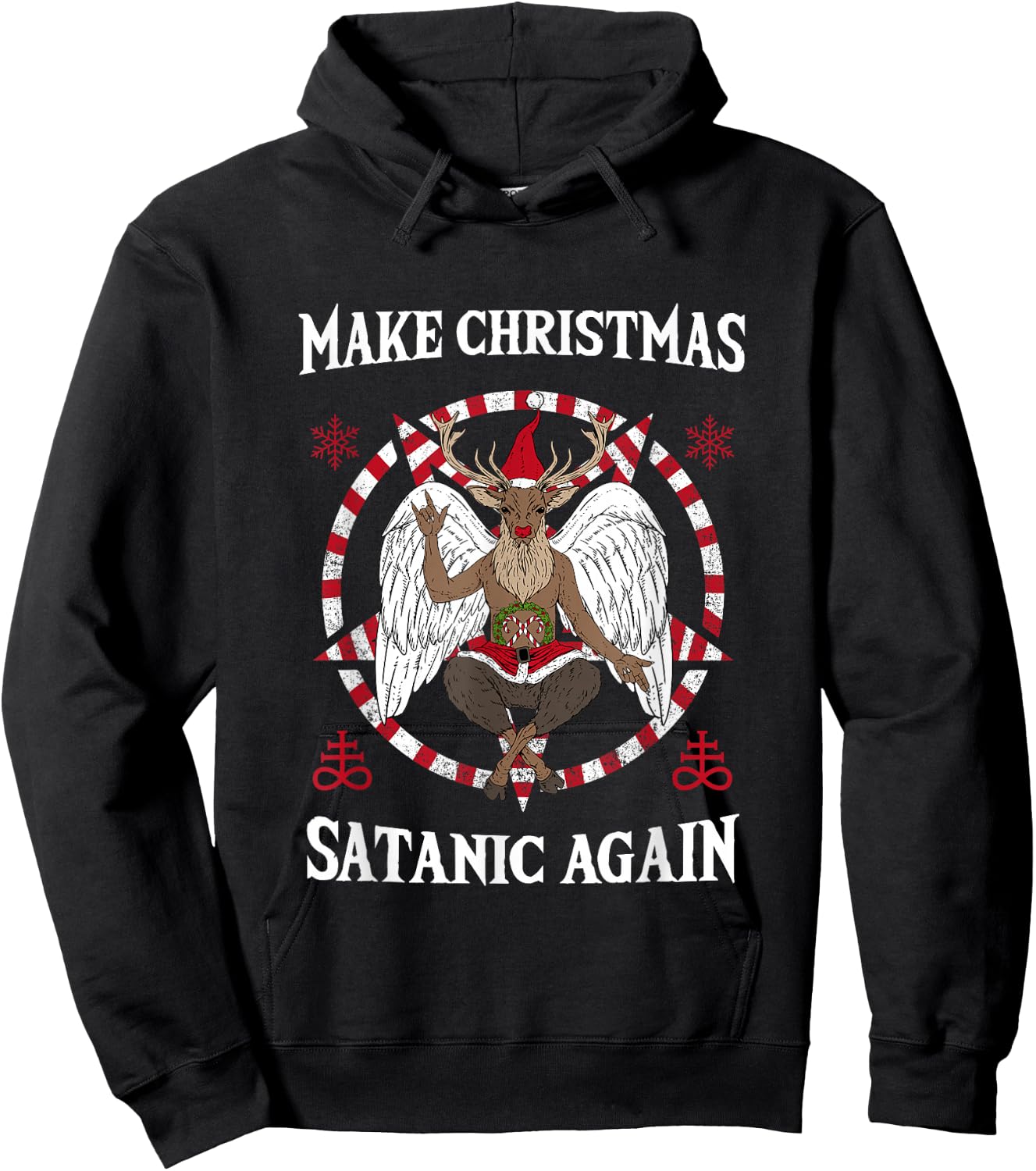 Make Christmas Satanic Again I Pentagram Death Metal Costume Hoodie - Hoodie | Black