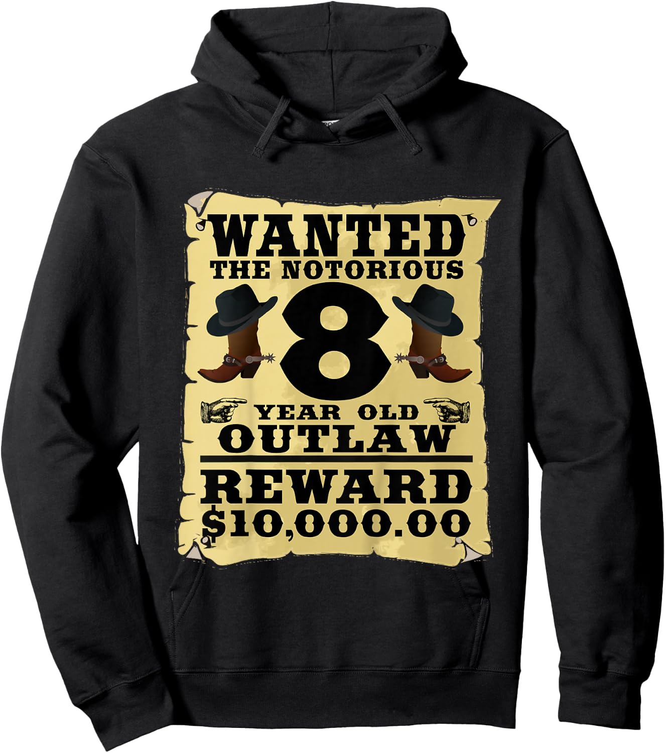 Kids 8 Year Old Cowboy Birthday Party Wild West Western 8th Gift Hoodie - Hoodie | Black