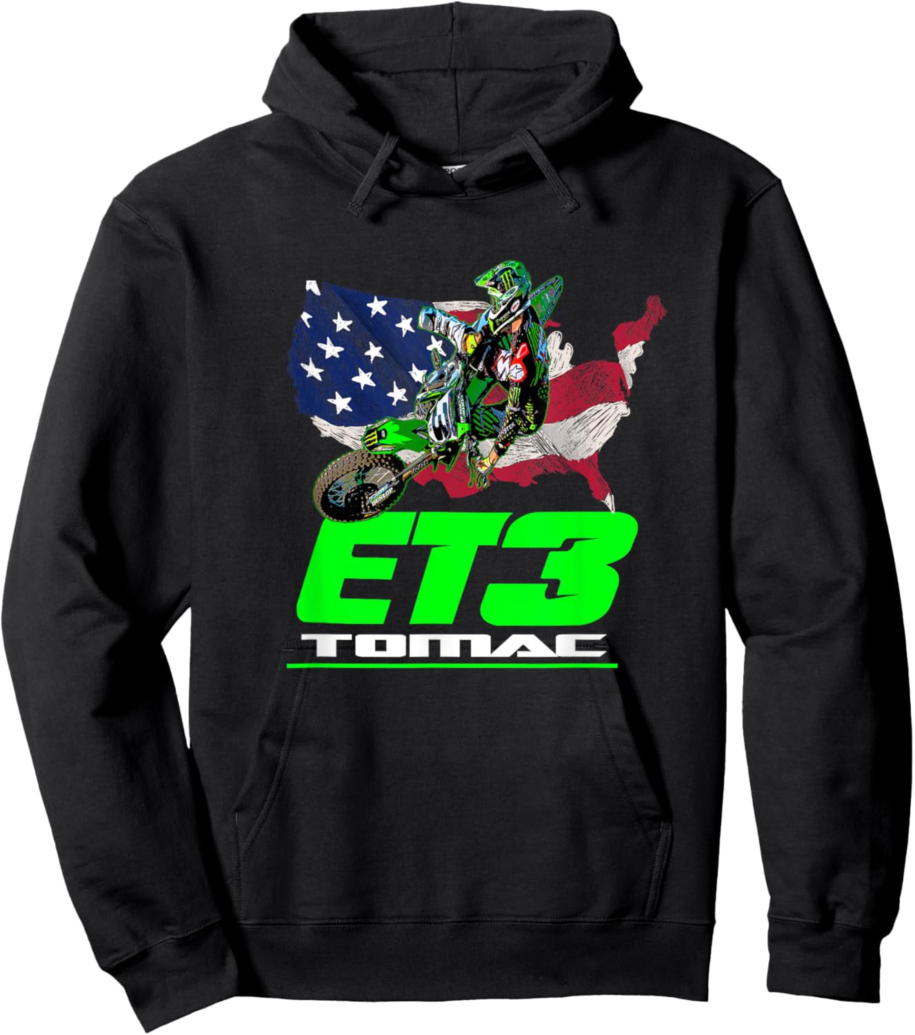 Eli Et3 Tomac Usa Flag 450sx Motocross Et1 Hoodie - Hoodie | Black